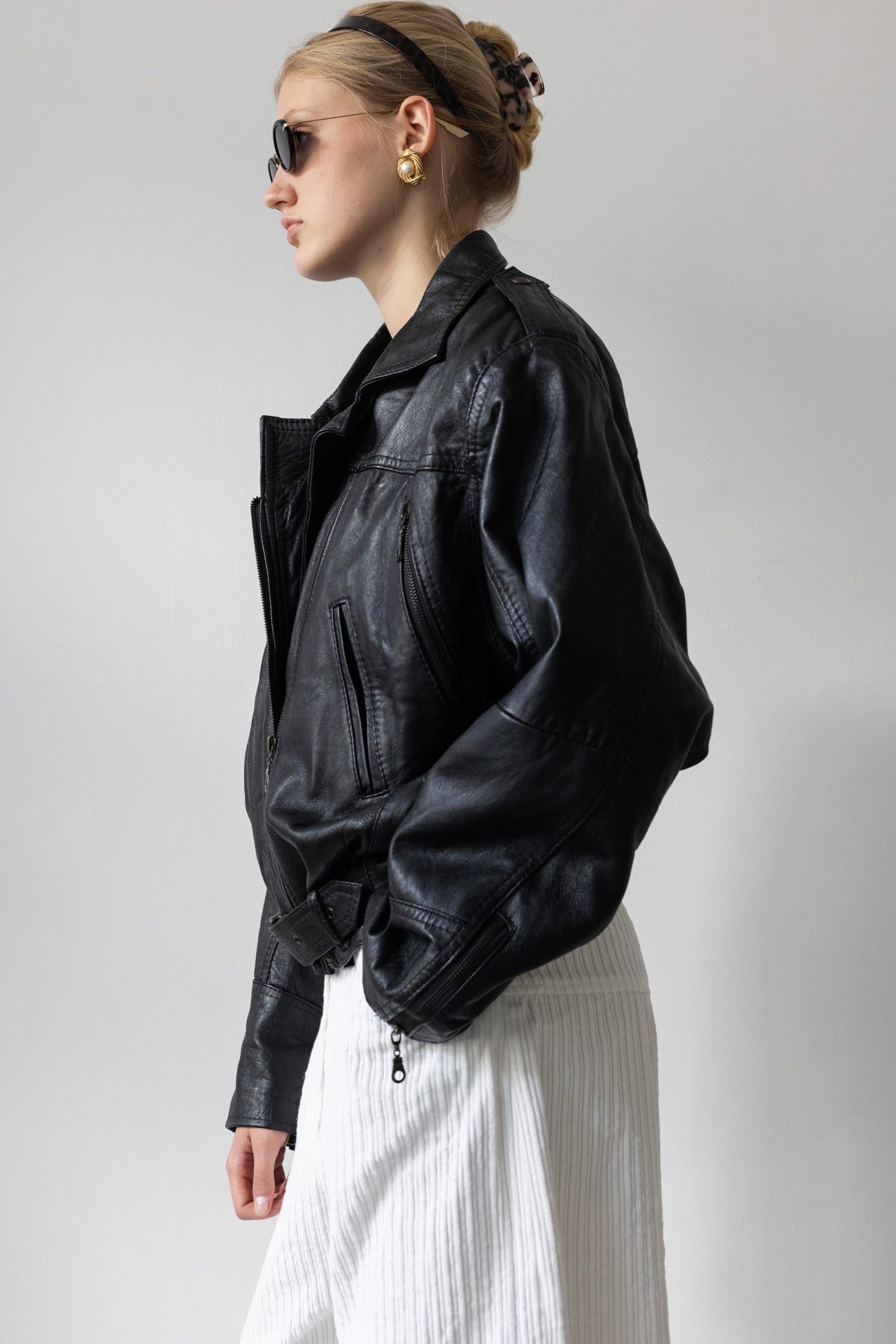 Vintage Black Leather Biker Jacket