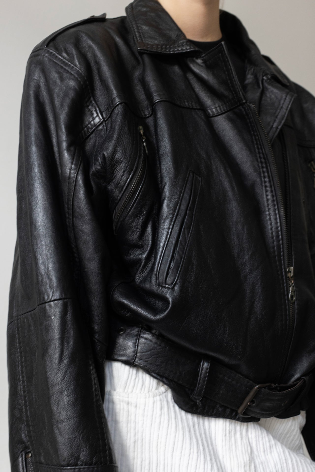 Vintage Black Leather Biker Jacket
