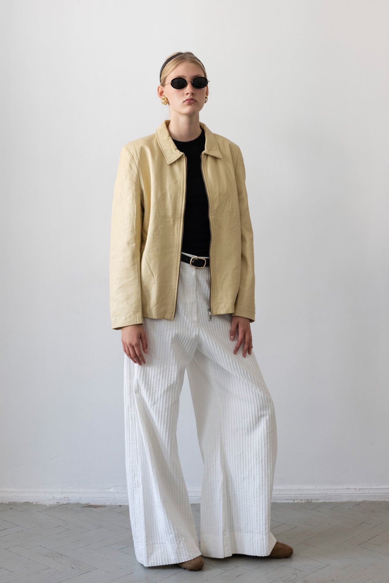 Vintage Butter Yellow Leather Jacket