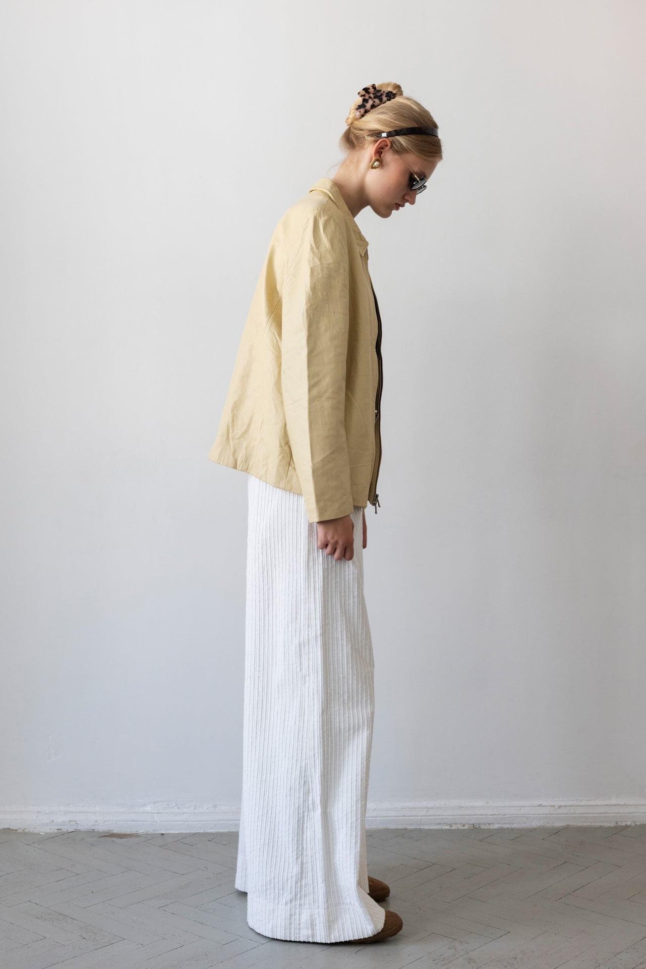 Vintage Butter Yellow Leather Jacket