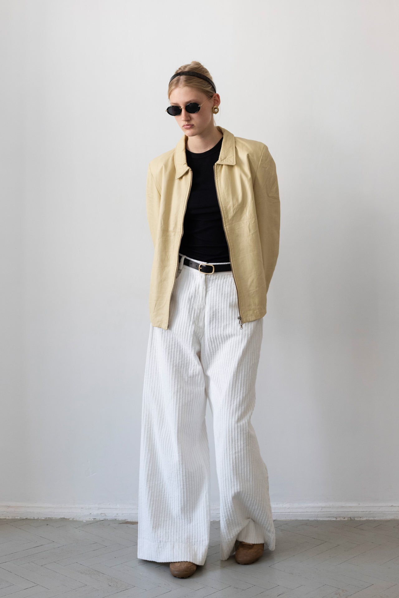 Vintage Butter Yellow Leather Jacket