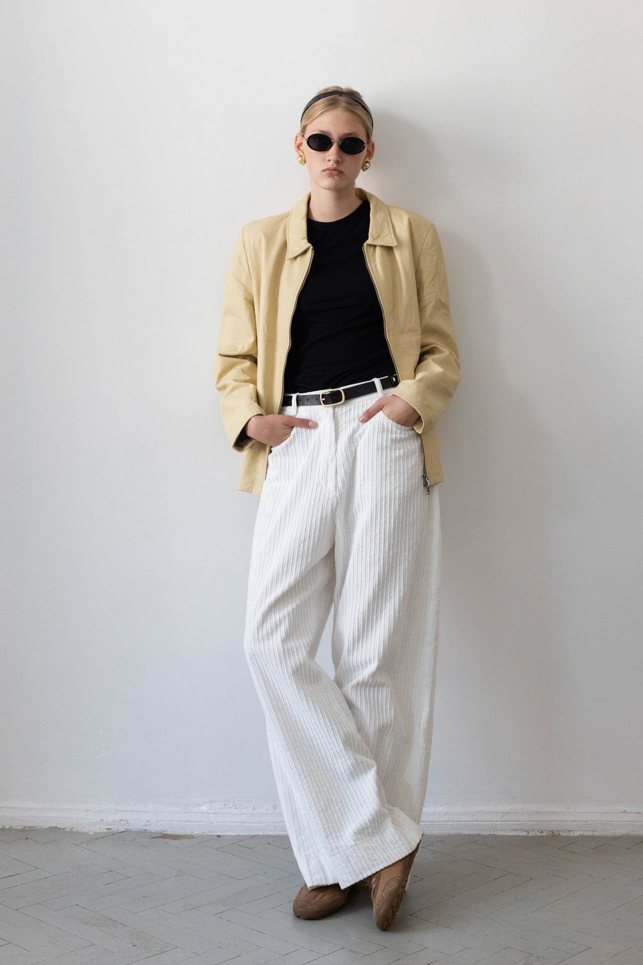 Vintage Butter Yellow Leather Jacket