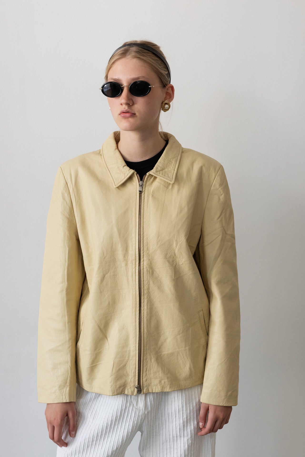 Vintage Butter Yellow Leather Jacket
