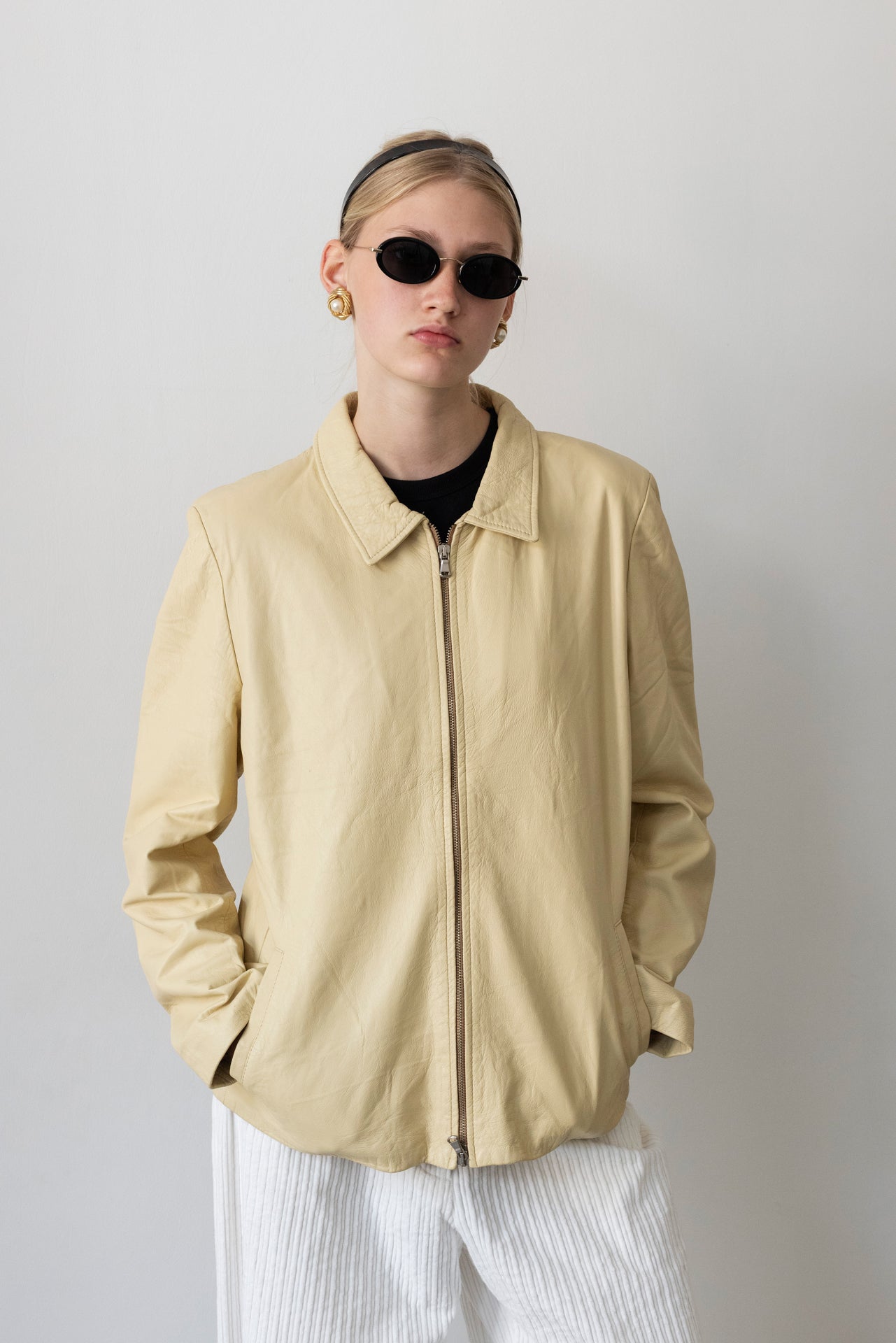 Vintage Butter Yellow Leather Jacket