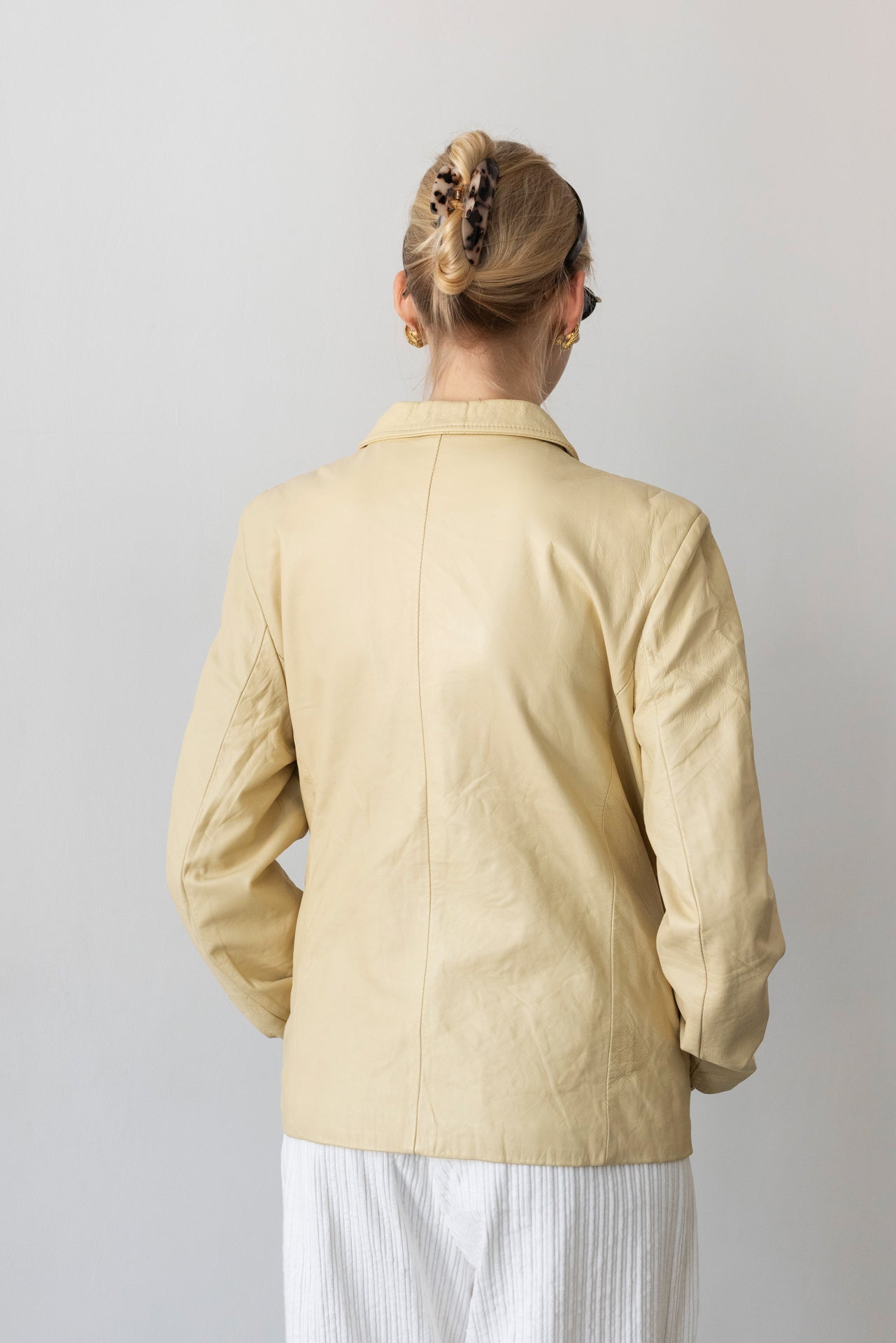 Vintage Butter Yellow Leather Jacket