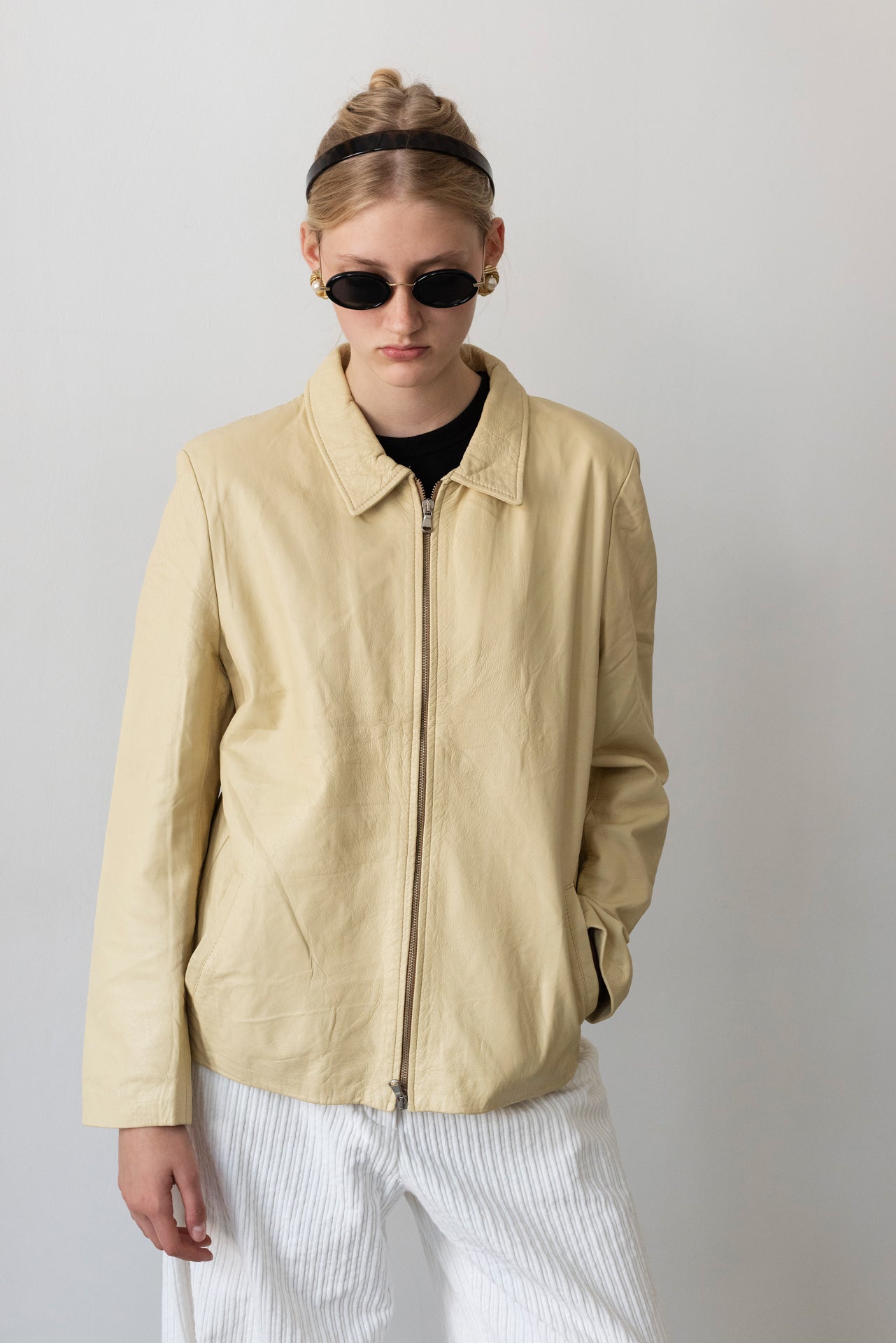 Vintage Butter Yellow Leather Jacket