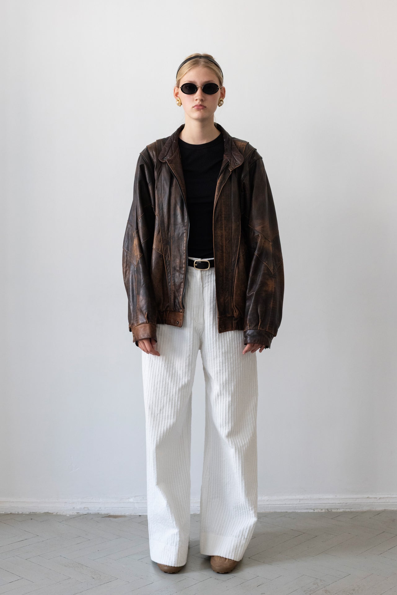 Vintage Brown Distressed Leather Jacket