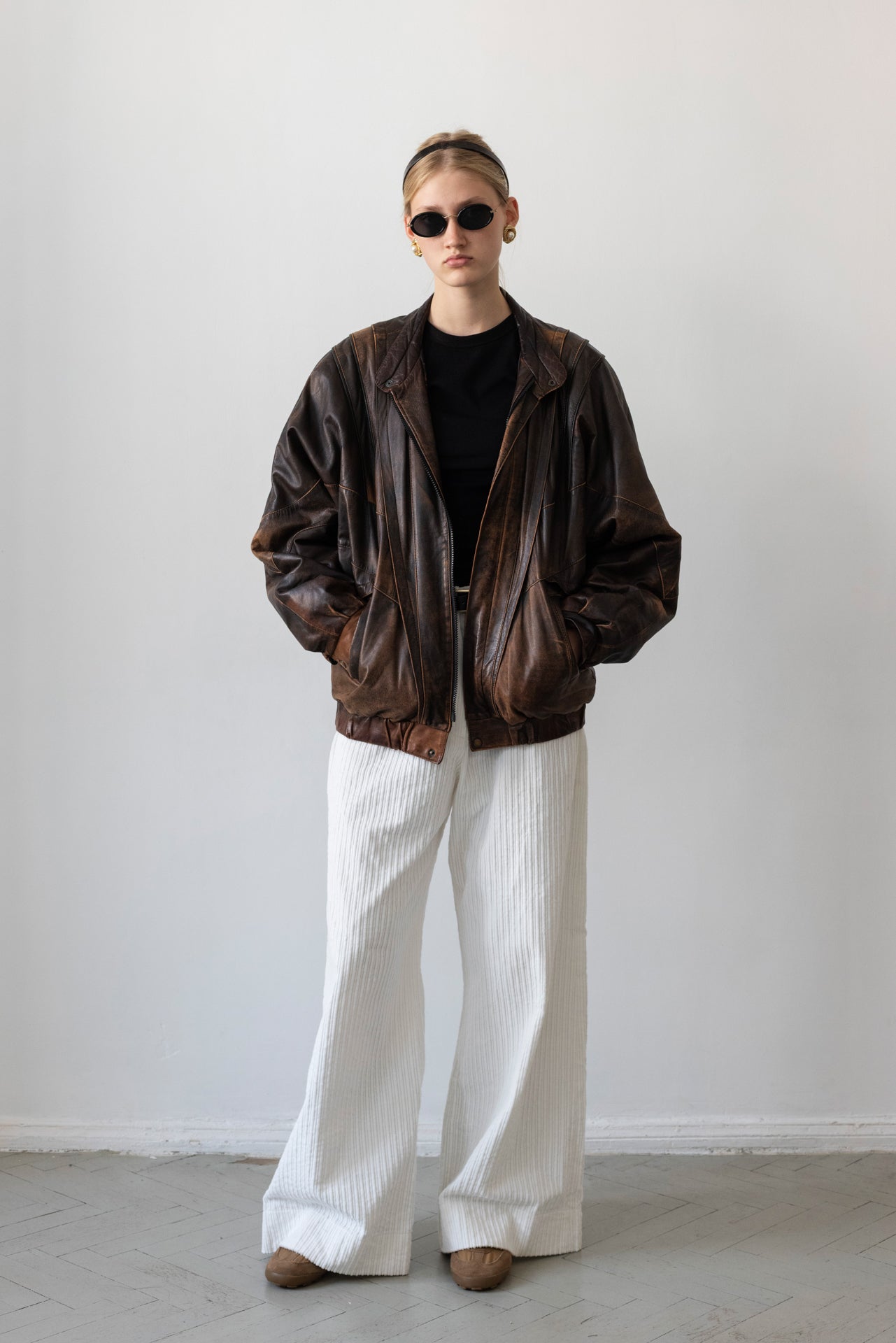 Vintage Brown Distressed Leather Jacket