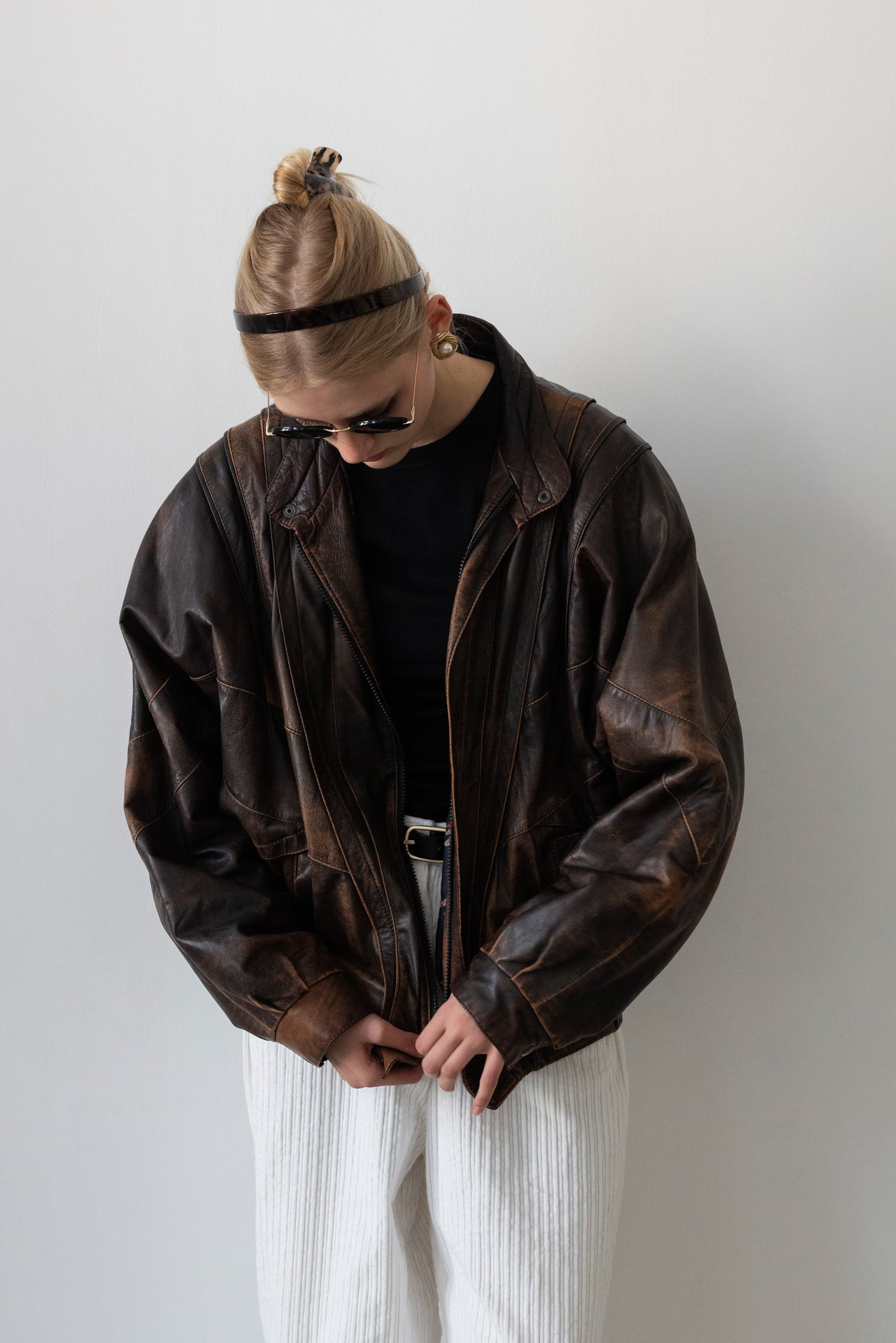Vintage Brown Distressed Leather Jacket