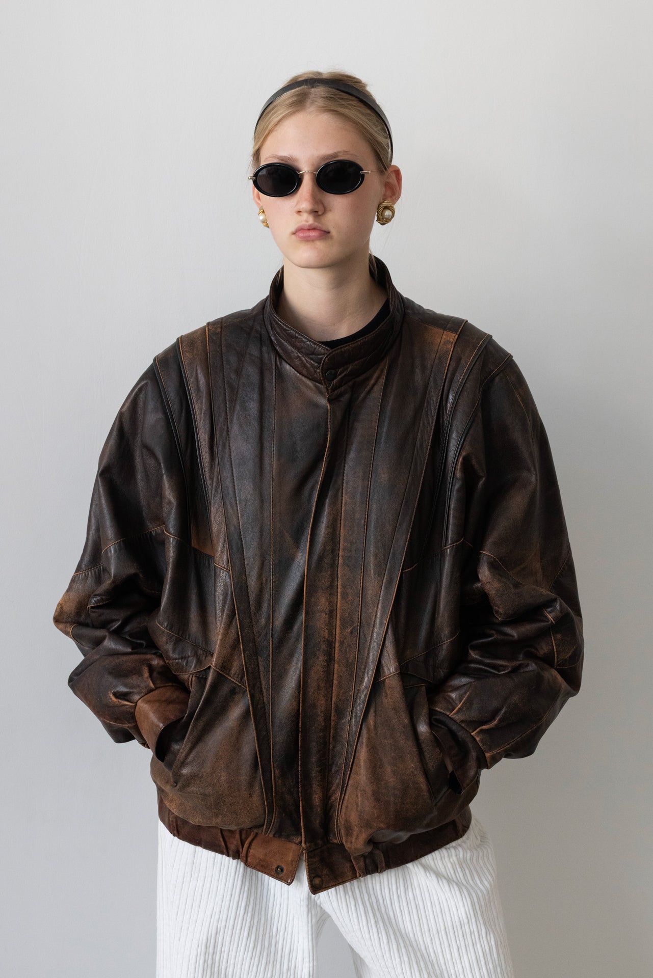 Vintage Brown Distressed Leather Jacket