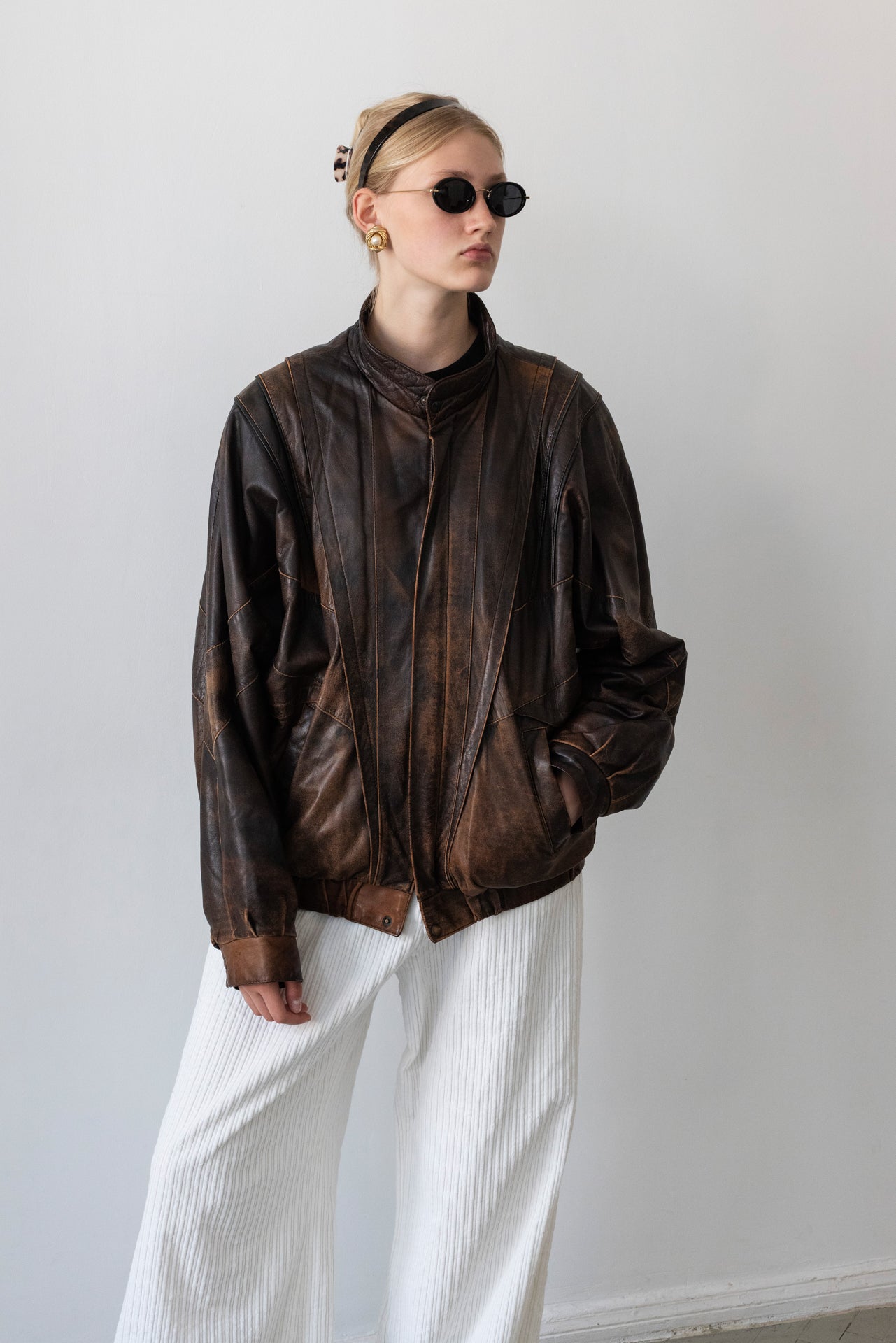 Vintage Brown Distressed Leather Jacket