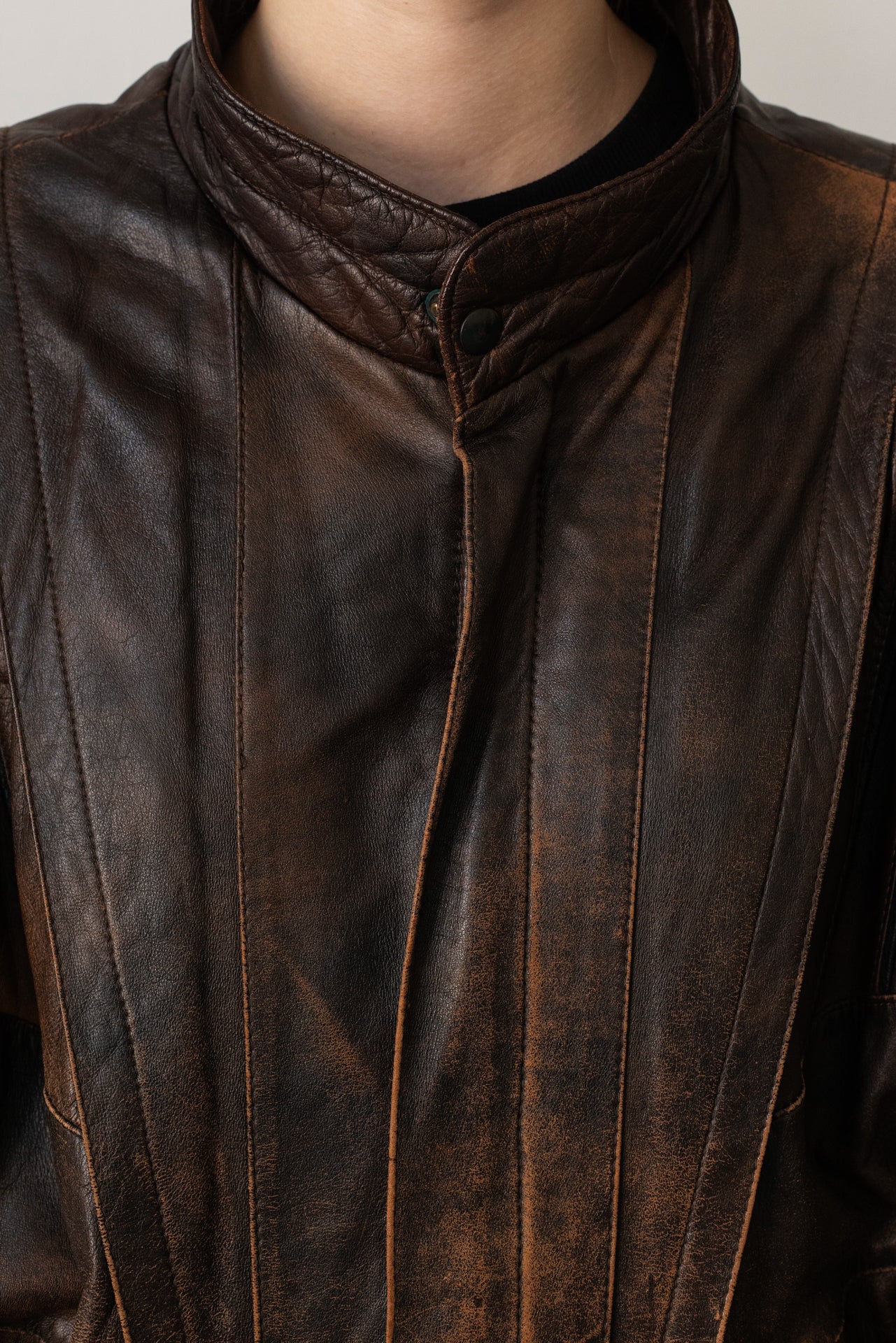 Vintage Brown Distressed Leather Jacket
