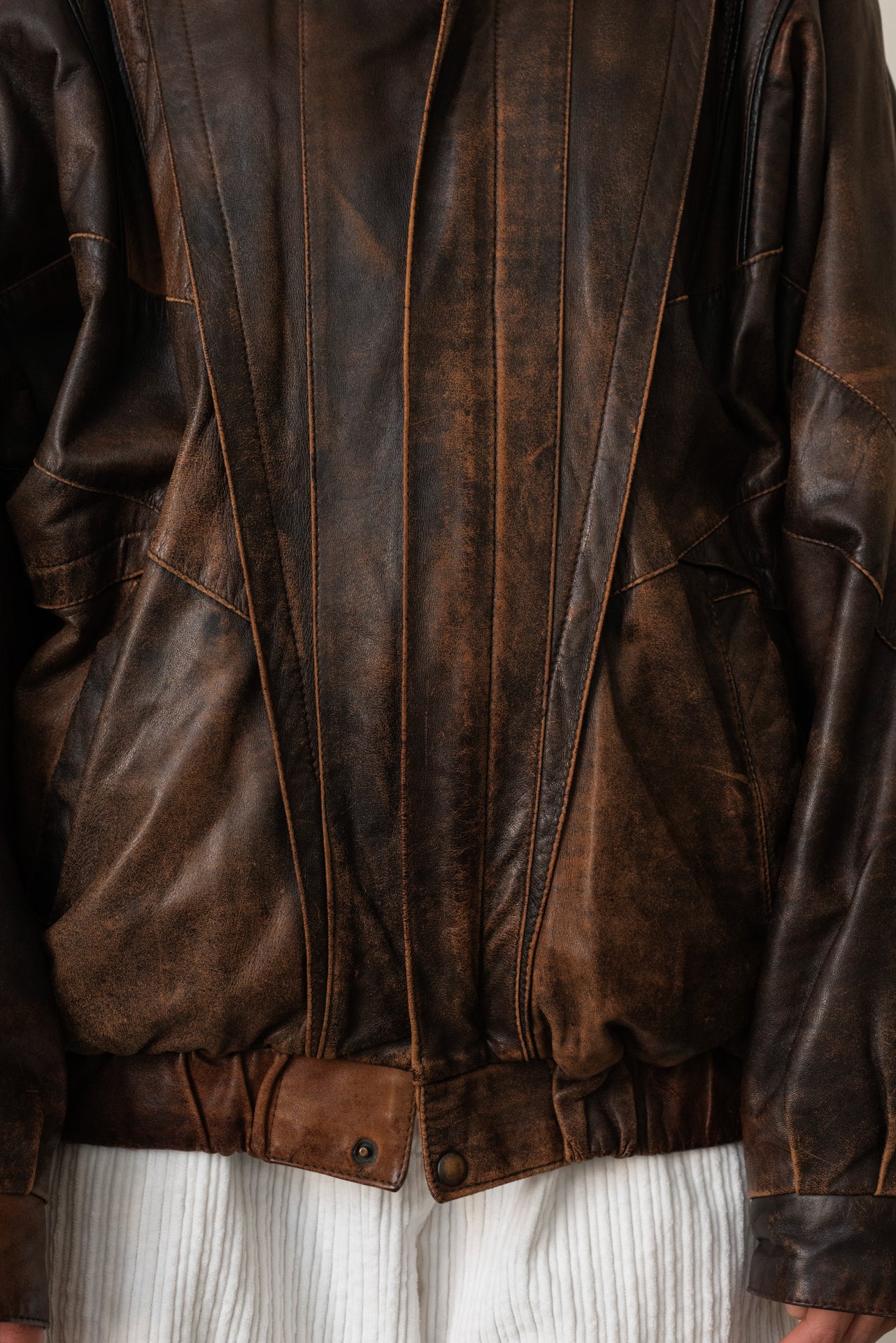 Vintage Brown Distressed Leather Jacket