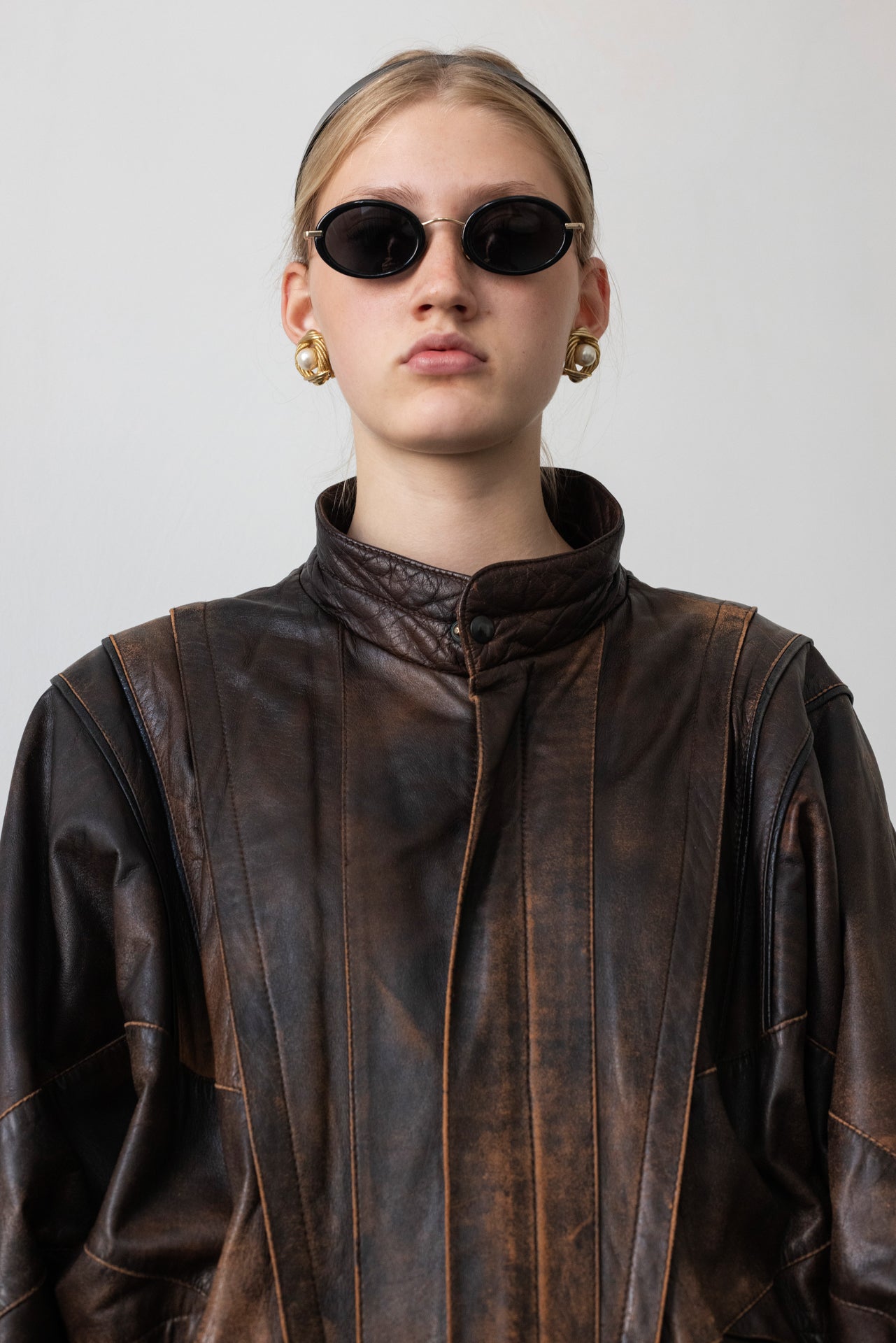 Vintage Brown Distressed Leather Jacket