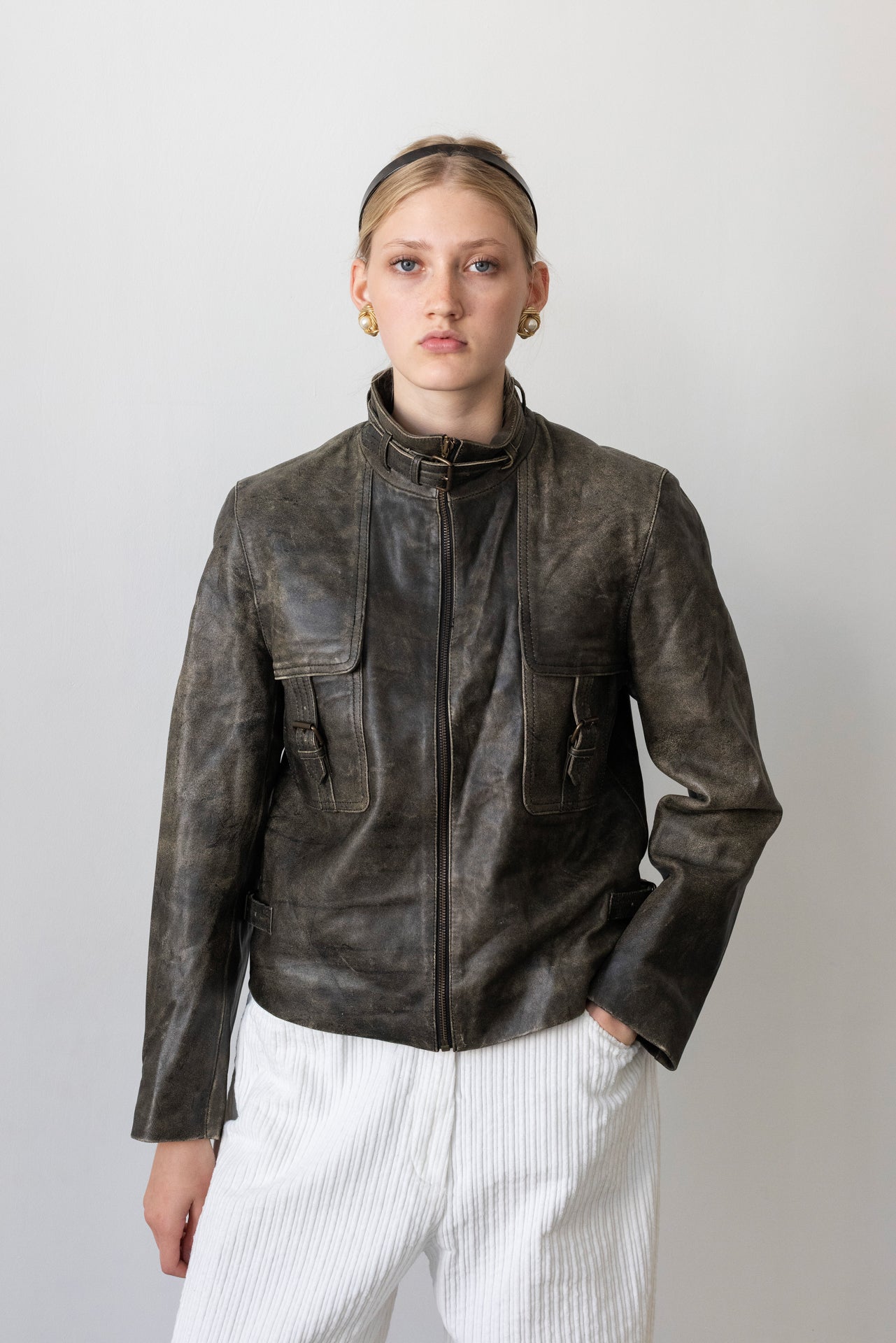 Vintage Brown Distressed Leather Jacket
