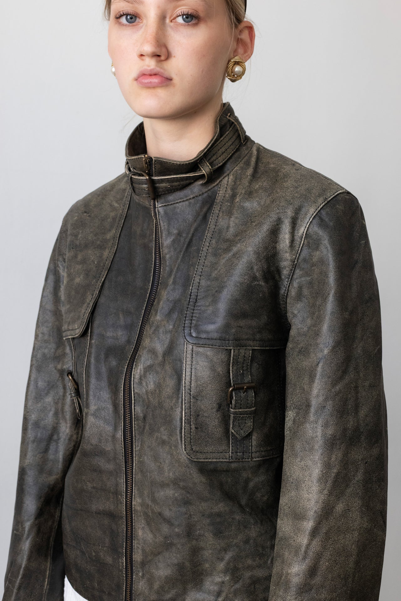 Vintage Brown Distressed Leather Jacket