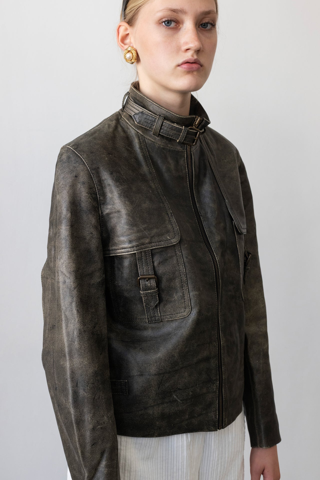 Vintage Brown Distressed Leather Jacket
