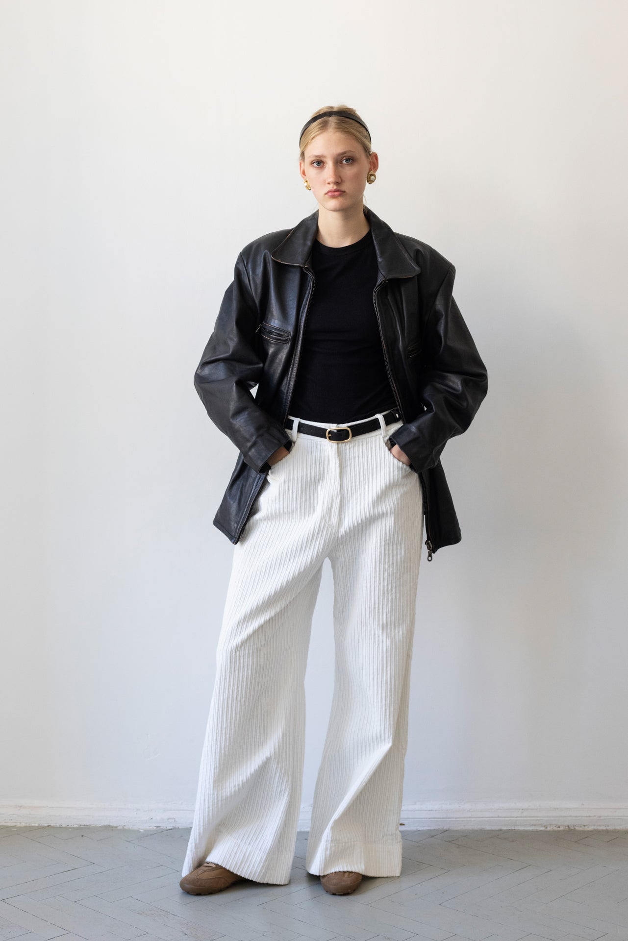Vintage Faded Seam Black Leather Jacket
