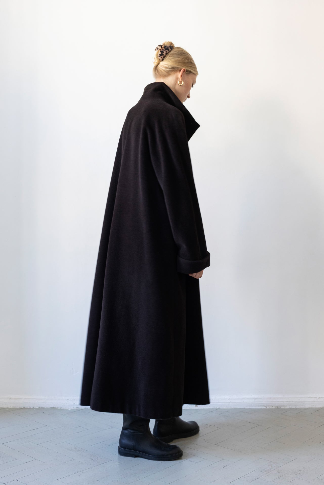 Vintage Aubergine Cashmere Angora Wool Coat