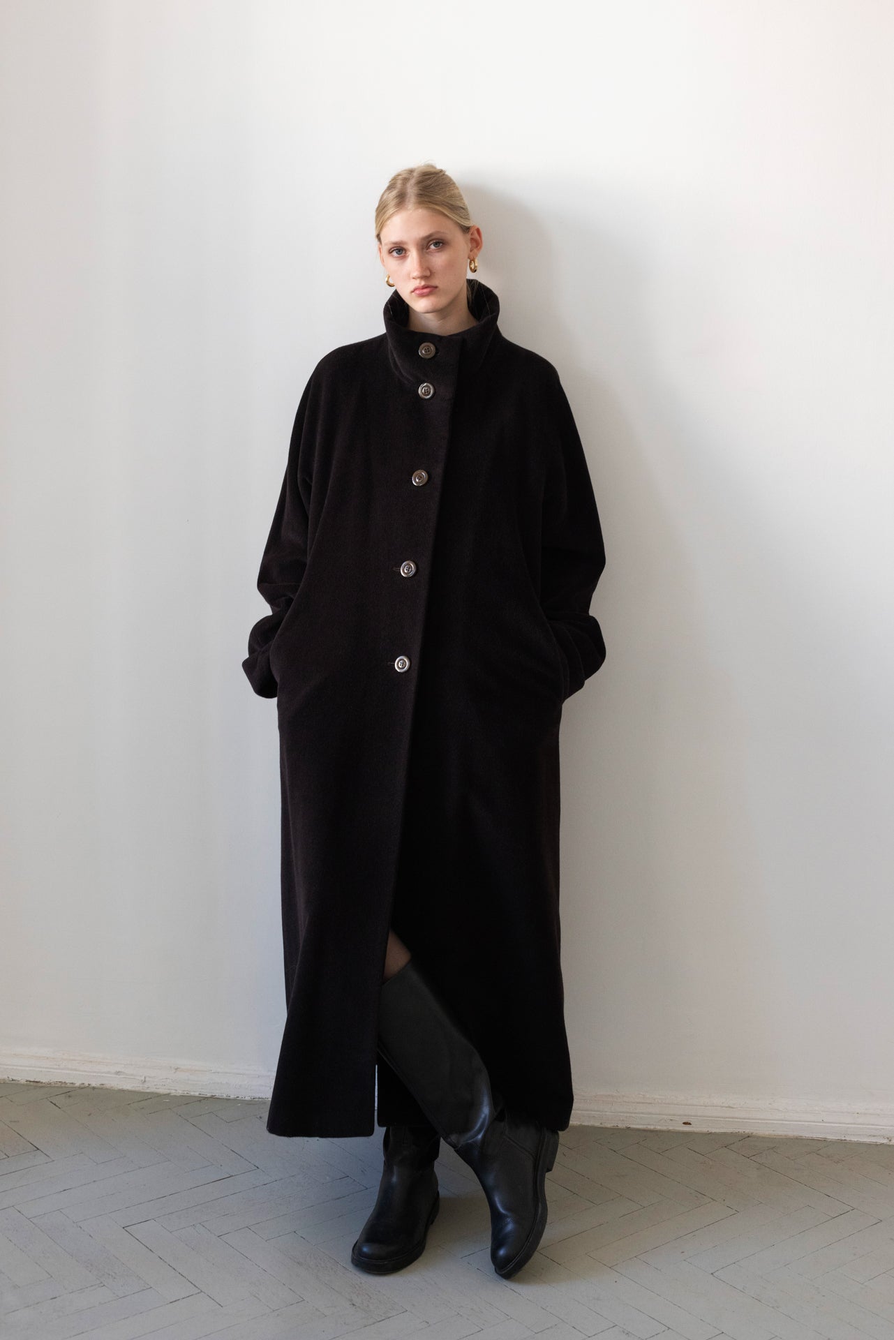 Vintage Aubergine Cashmere Angora Wool Coat