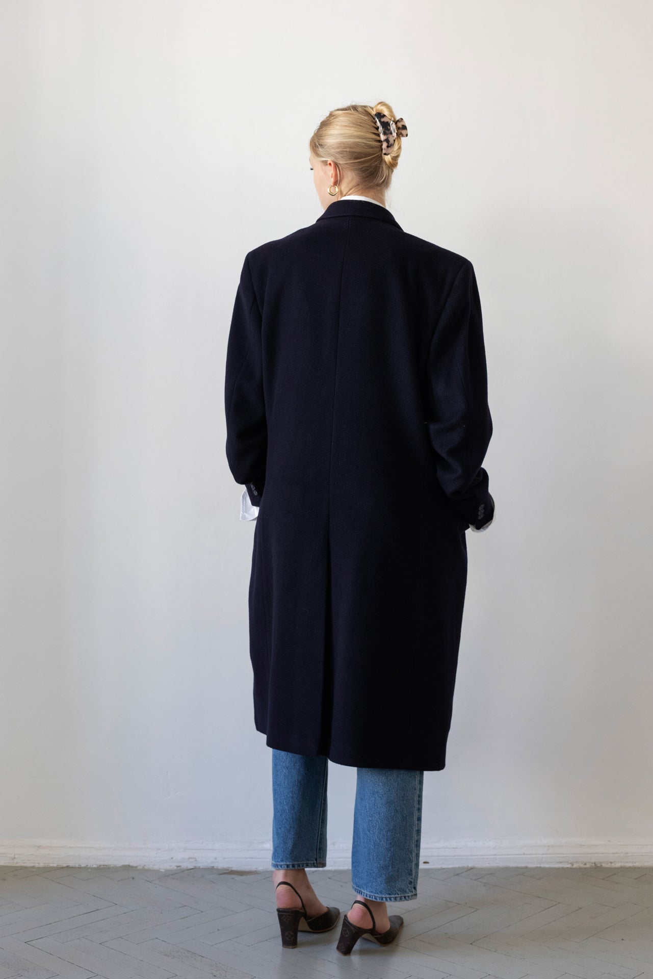 Vintage Navy 100% Cashmere Coat