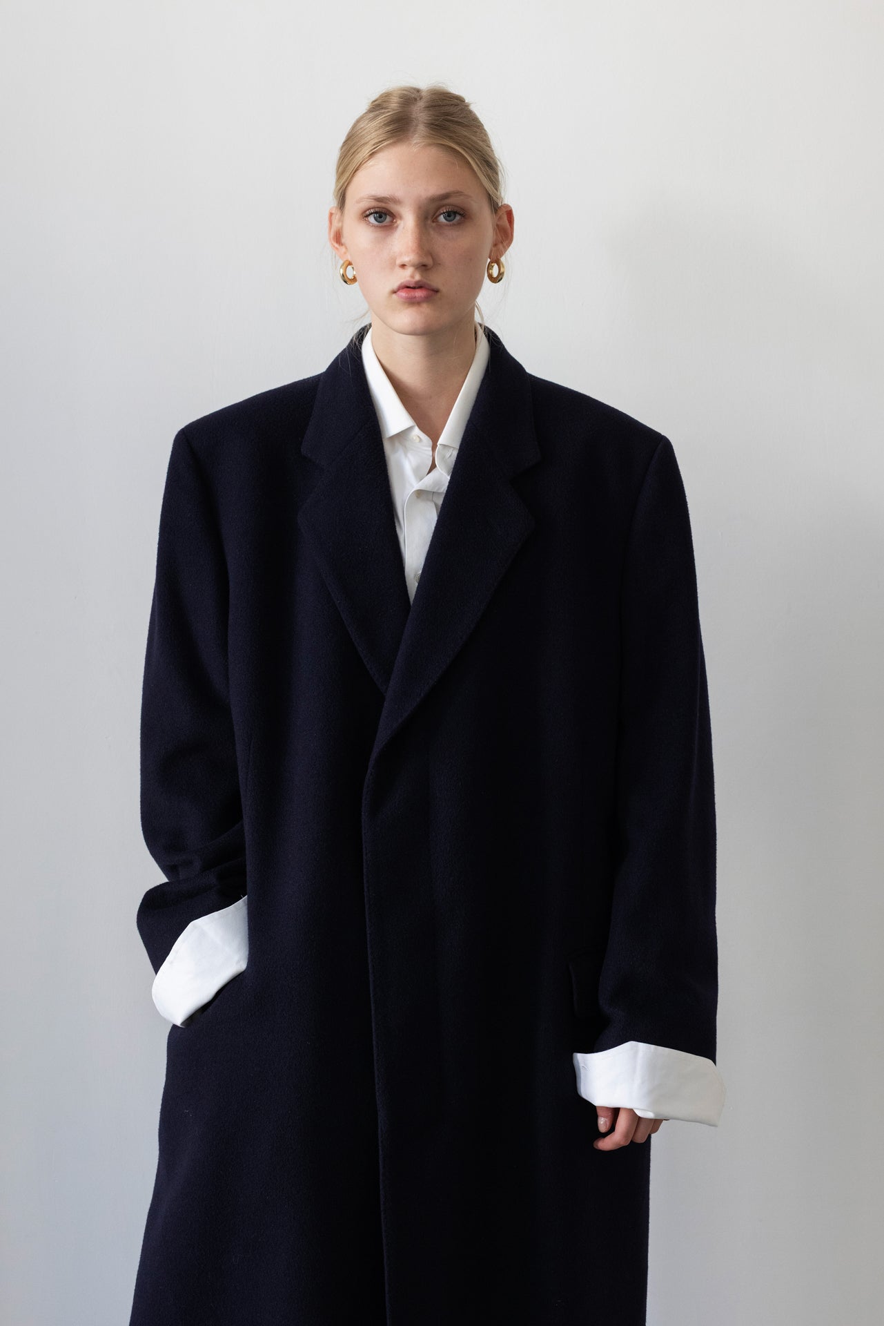 Vintage Navy 100% Cashmere Coat