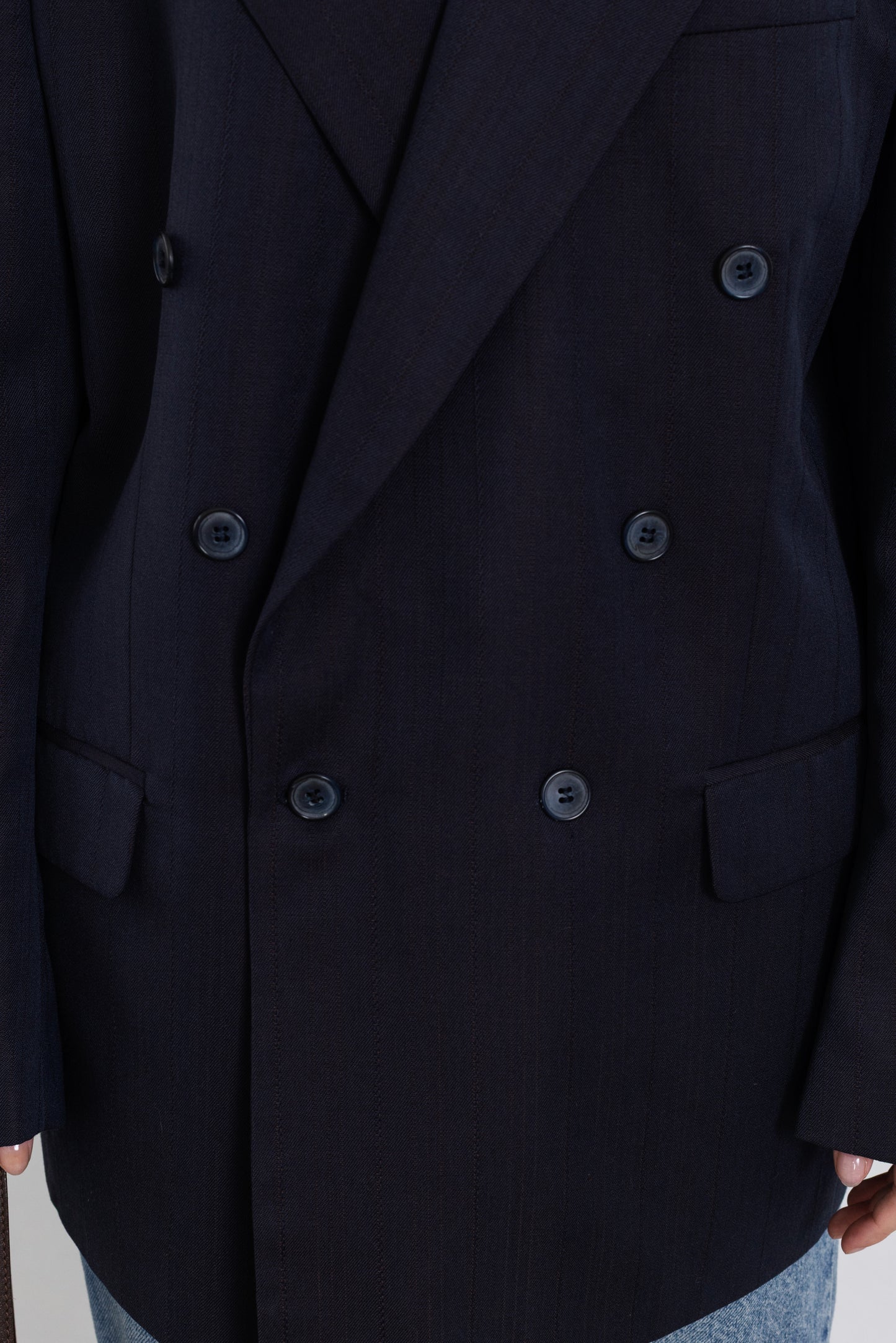 Vintage Navy Purple Striped Wool Blazer