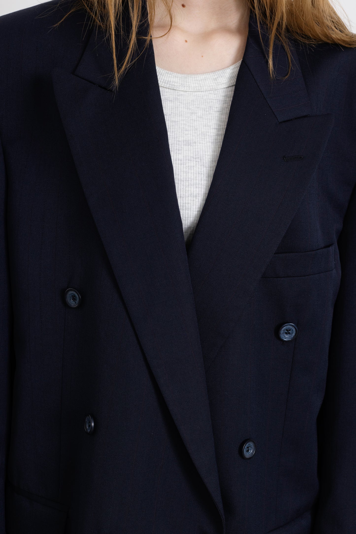 Vintage Navy Striped Wool Blazer