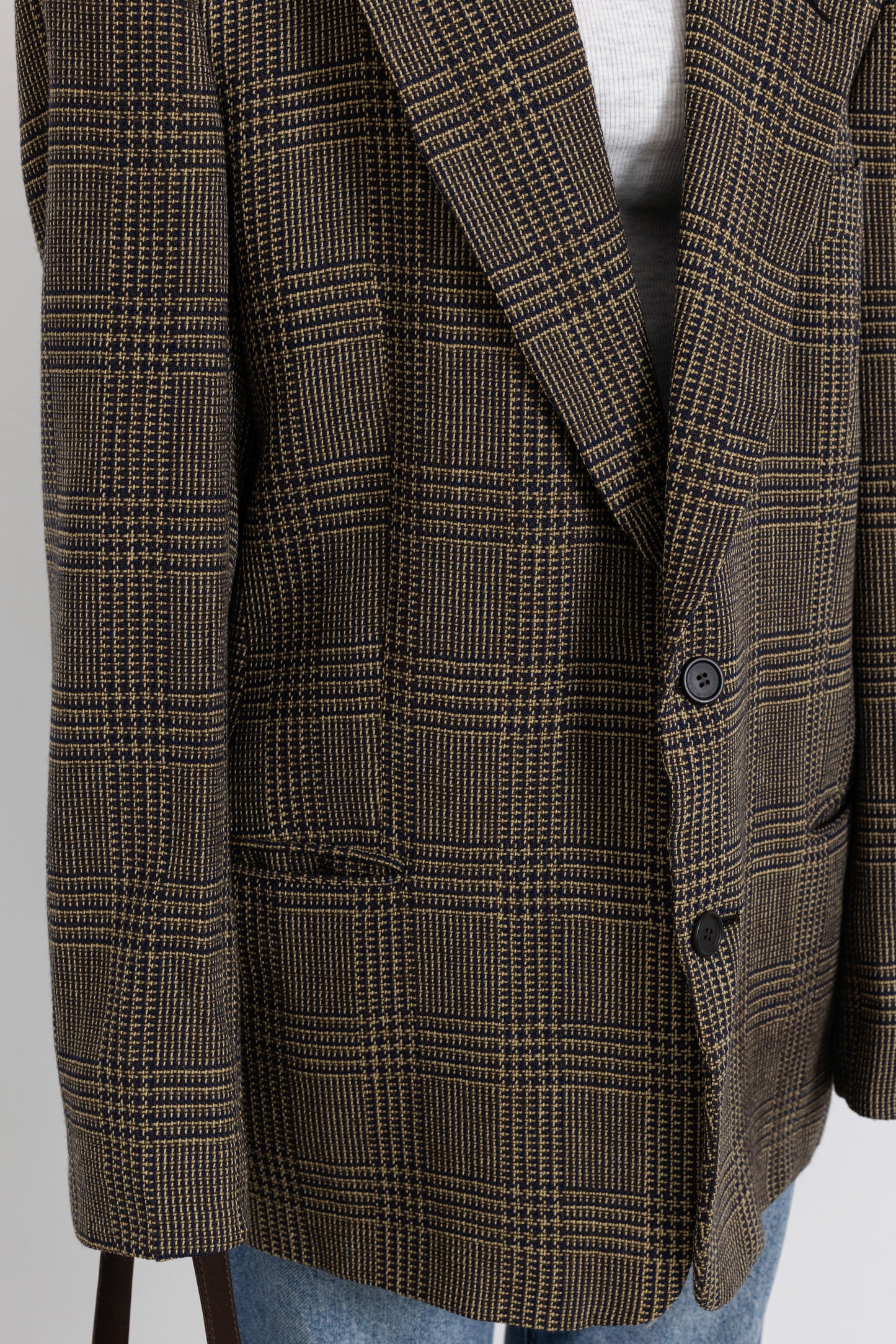 Vintage Giorgio Armani Brown Plaid 100% Wool Blazer