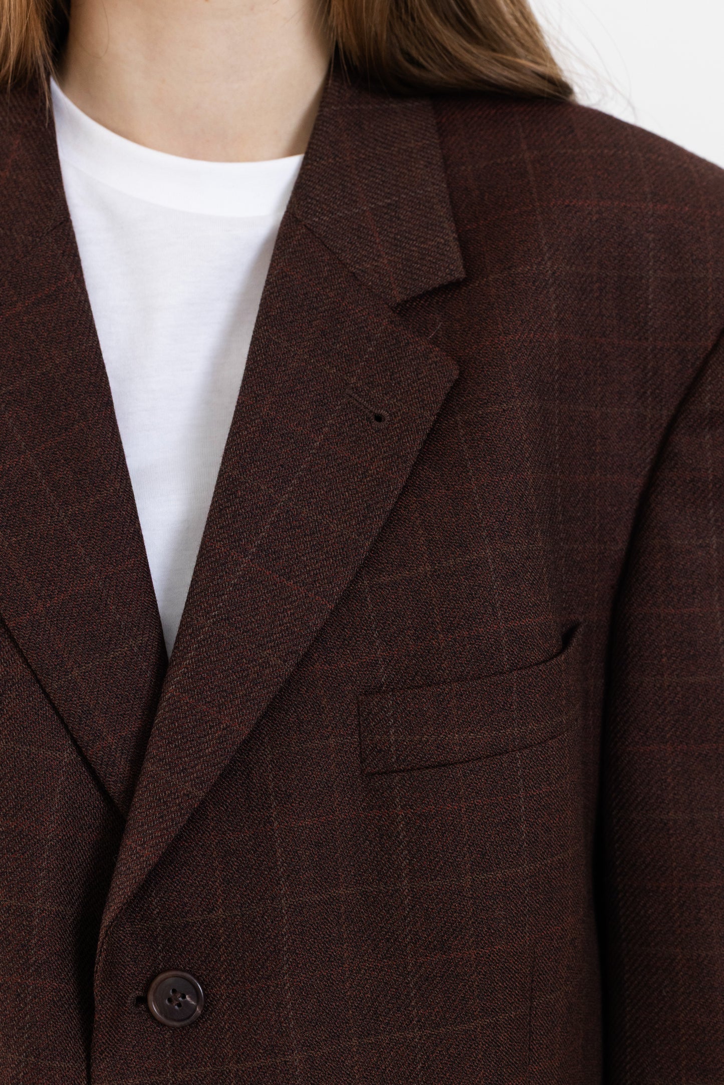 Vintage Bordeaux Windowpane Wool Blazer