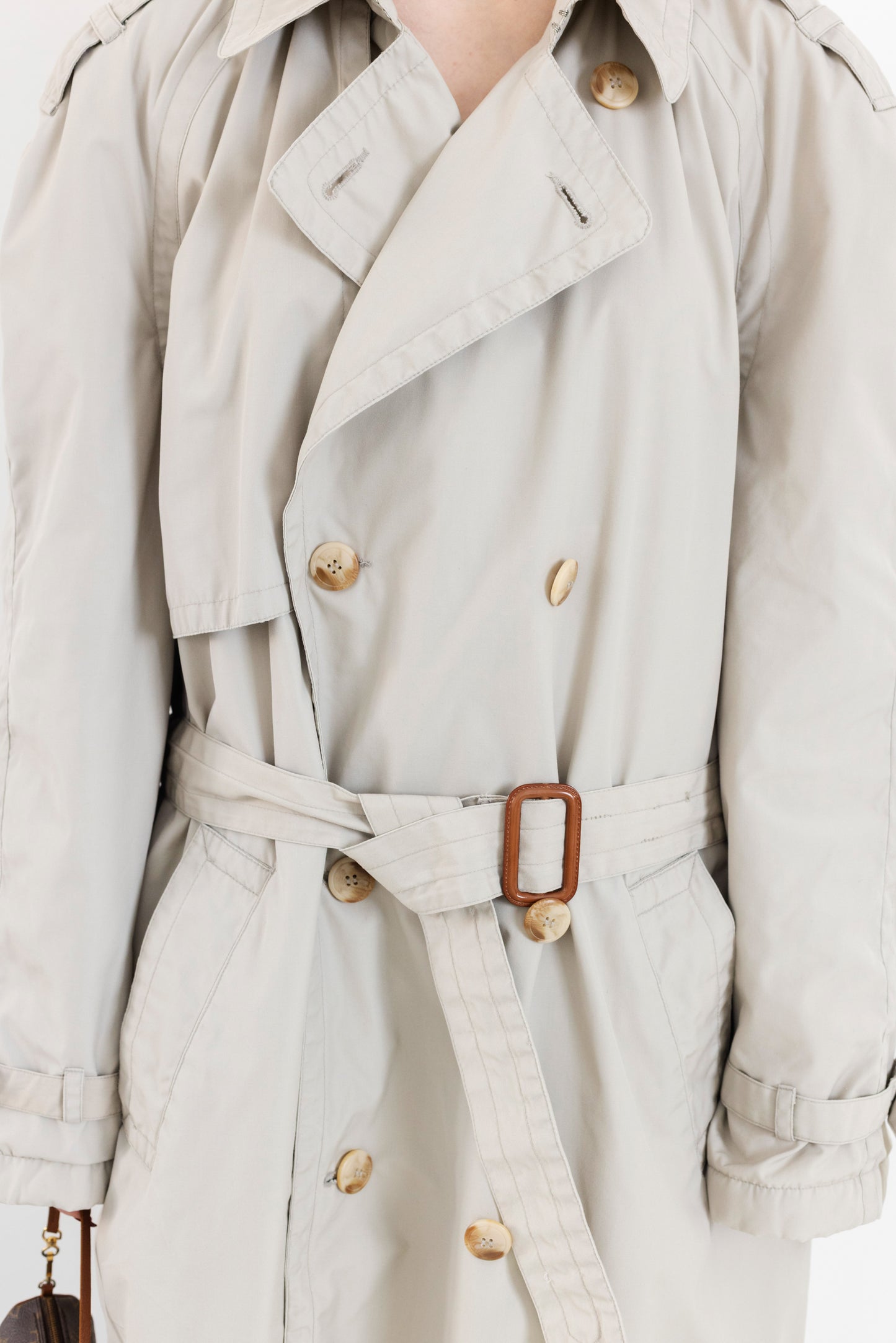 Vintage Light Beige Padded Trench Coat