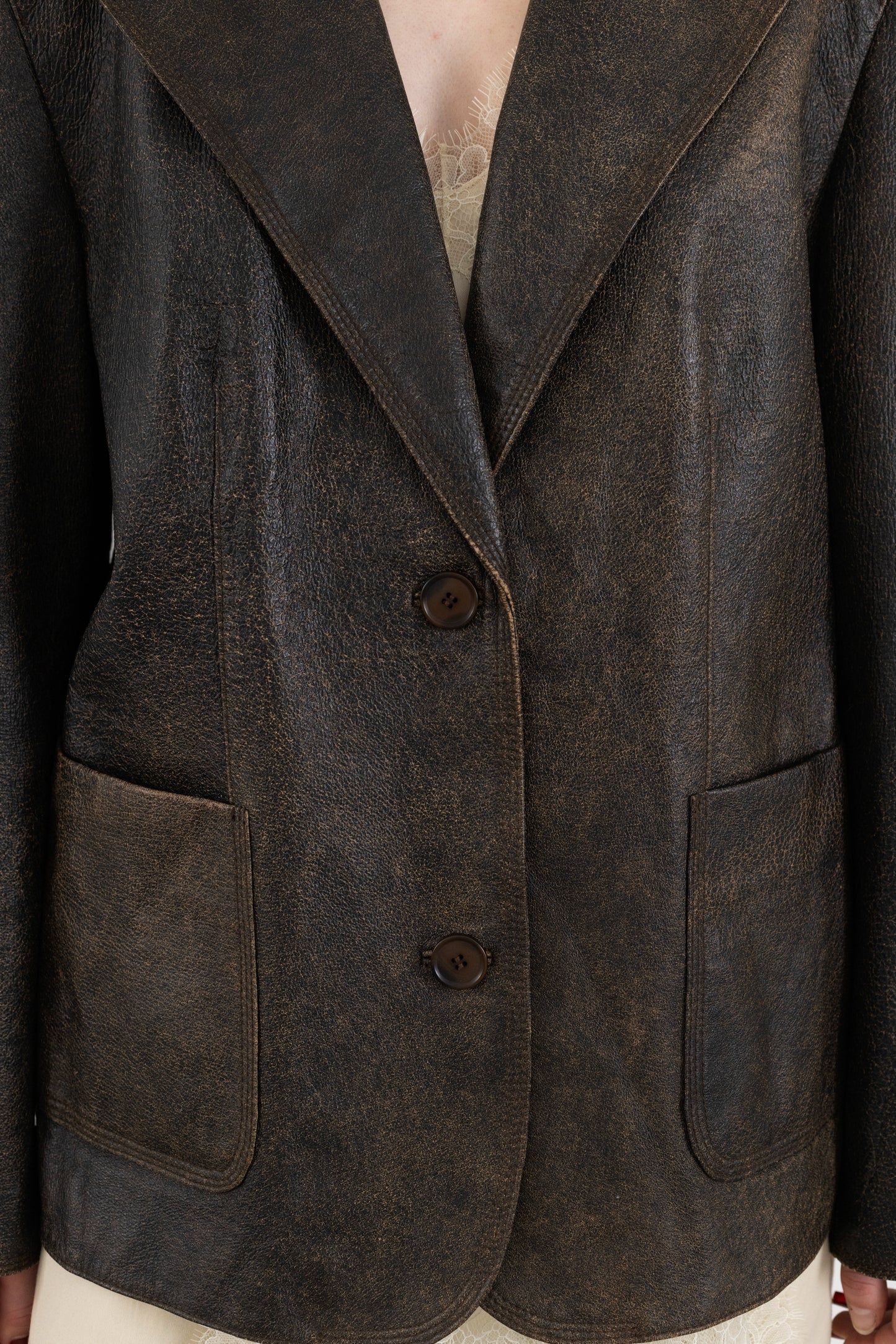 Vintage Brown Distressed Leather Jacket