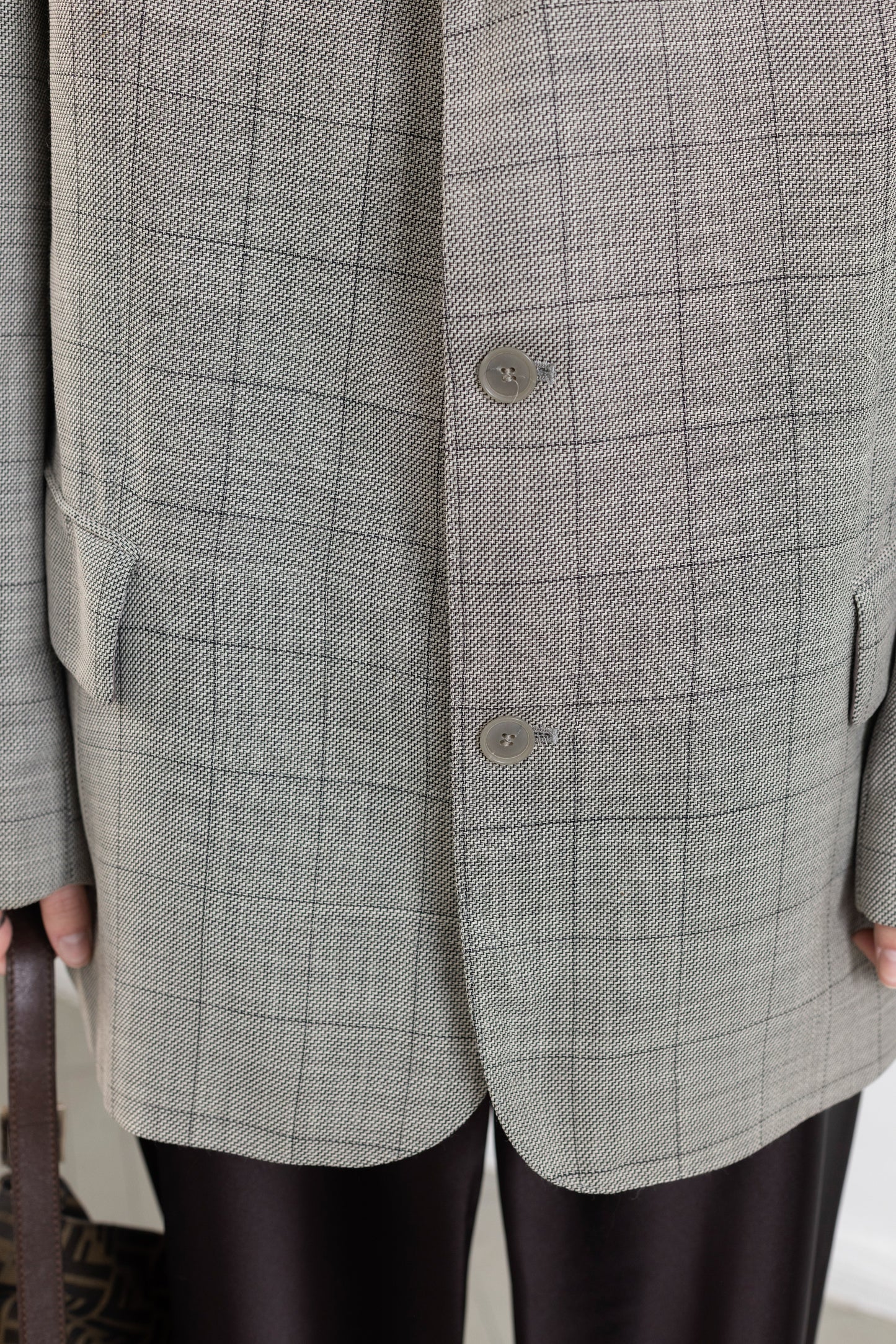 Vintage Light Grey Windowpane Blazer