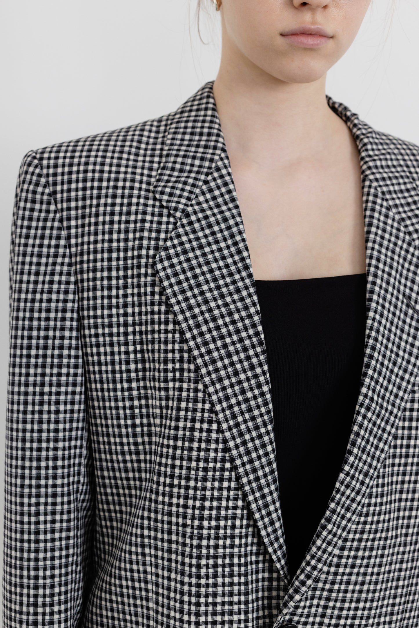 Vintage Gingham Check Wool Blazer