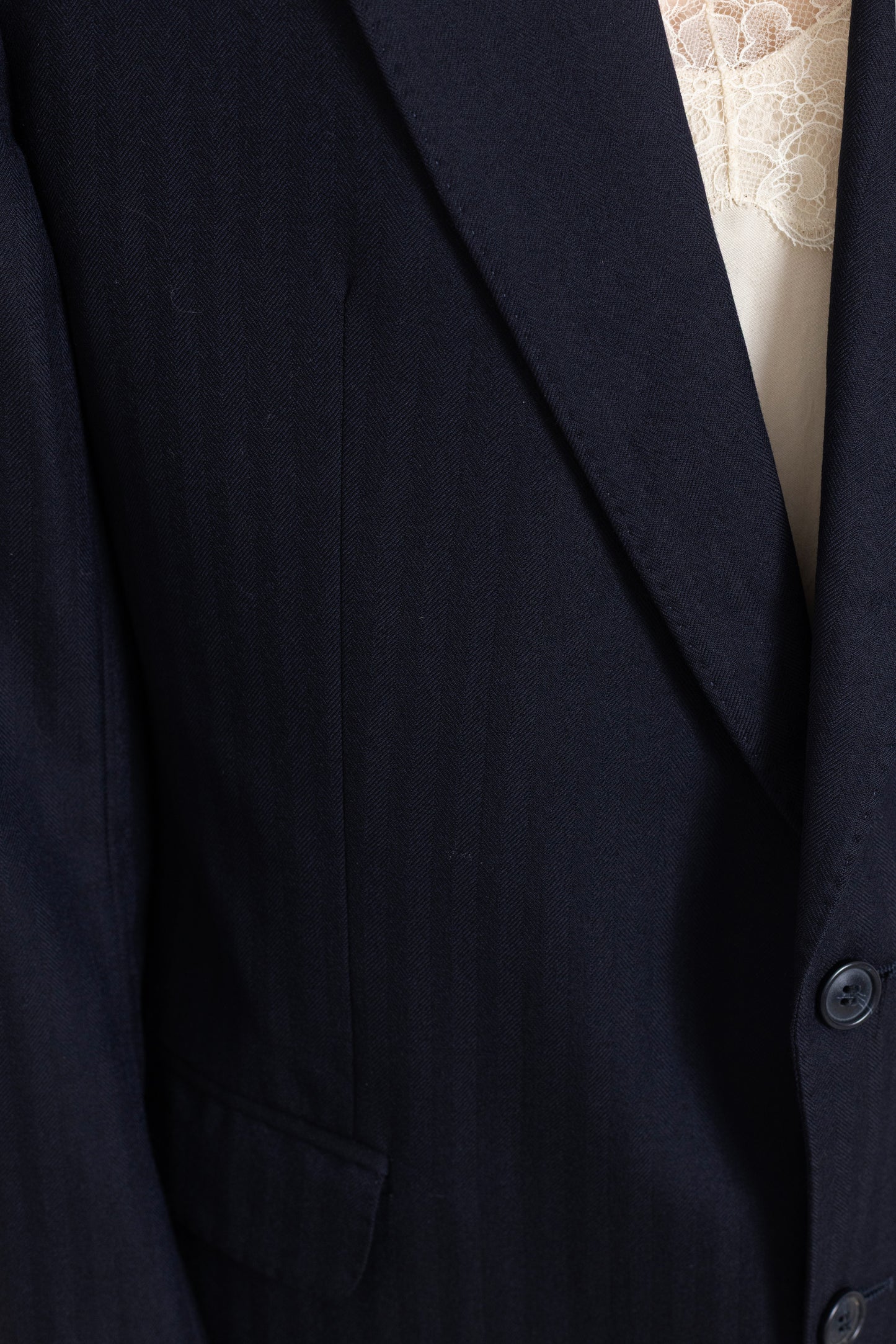 Vintage Hugo Boss Navy Striped Cashmere-Wool Blazer