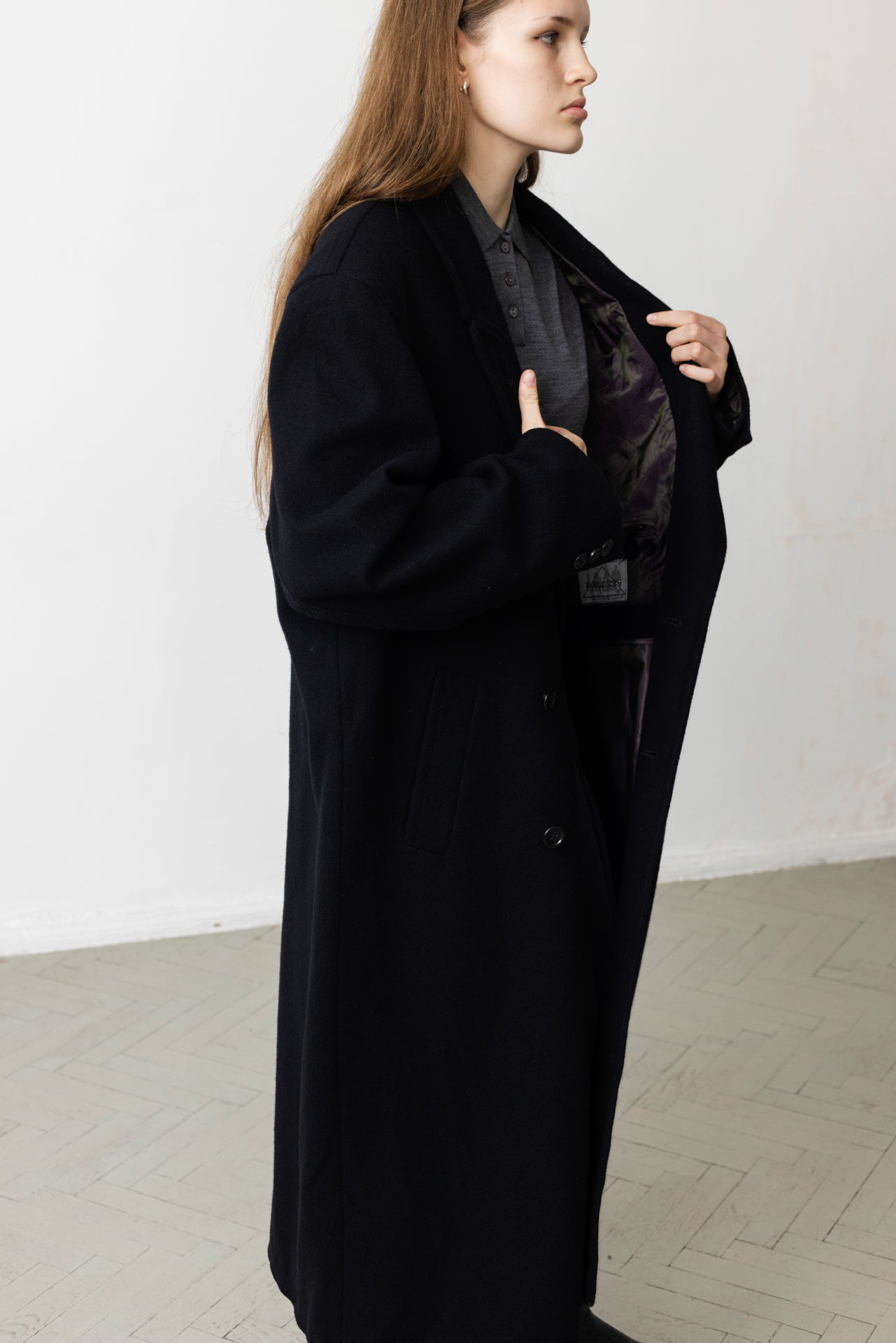 Vintage Black Oversized Wool Coat