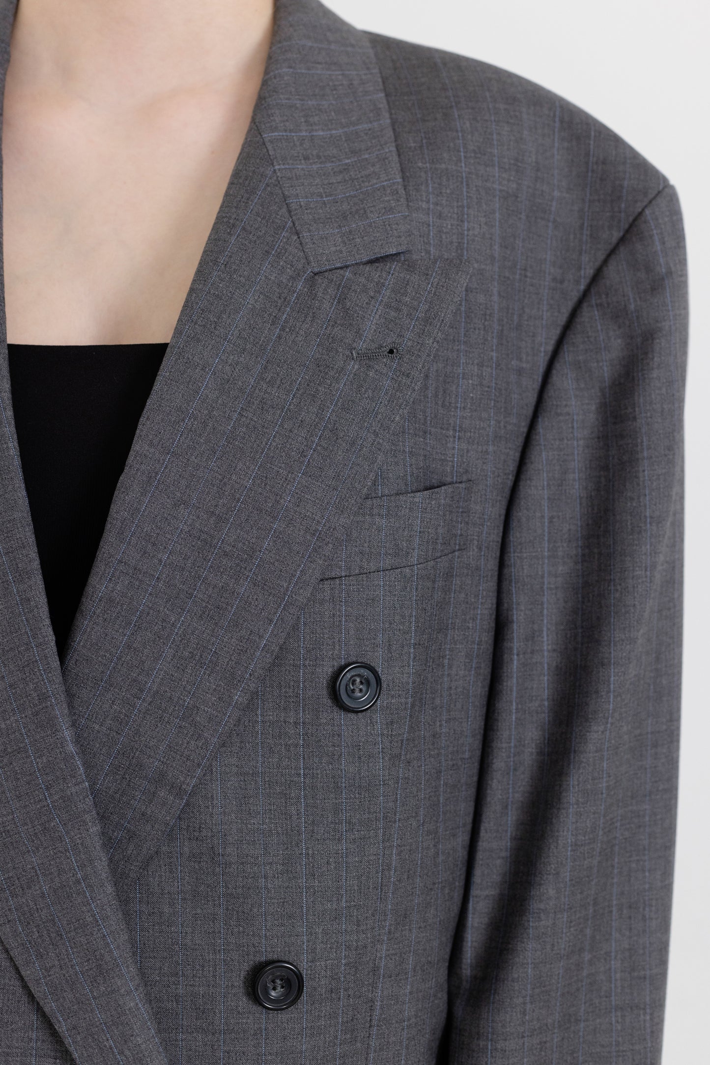 Vintage Grey Striped 100% Wool Blazer