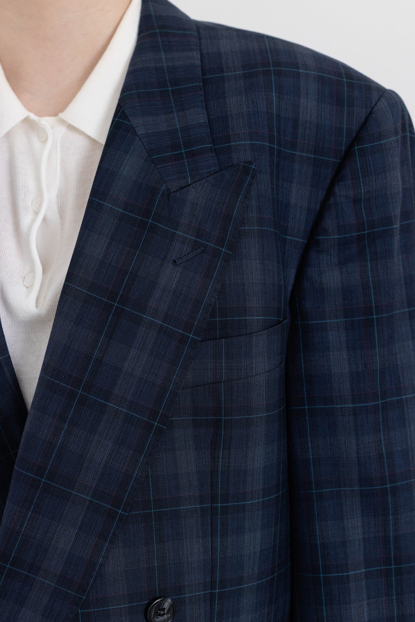 Vintage Navy Plaid 100% Wool Blazer