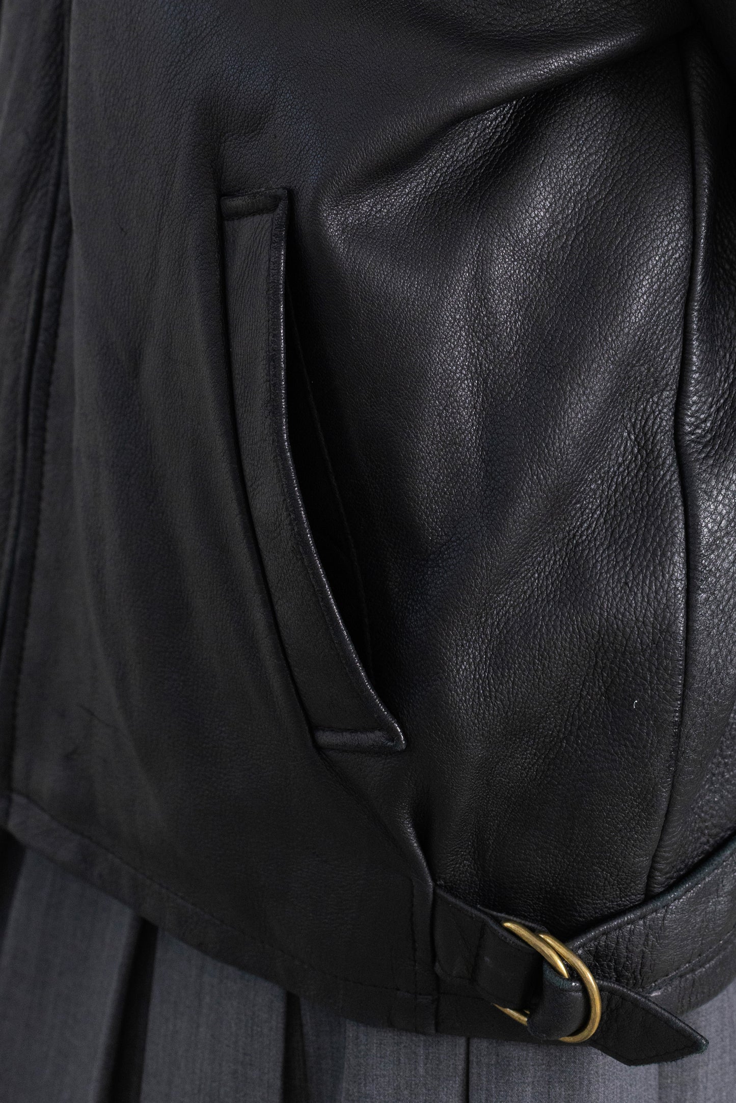 Vintage Boxy Black Leather Jacket