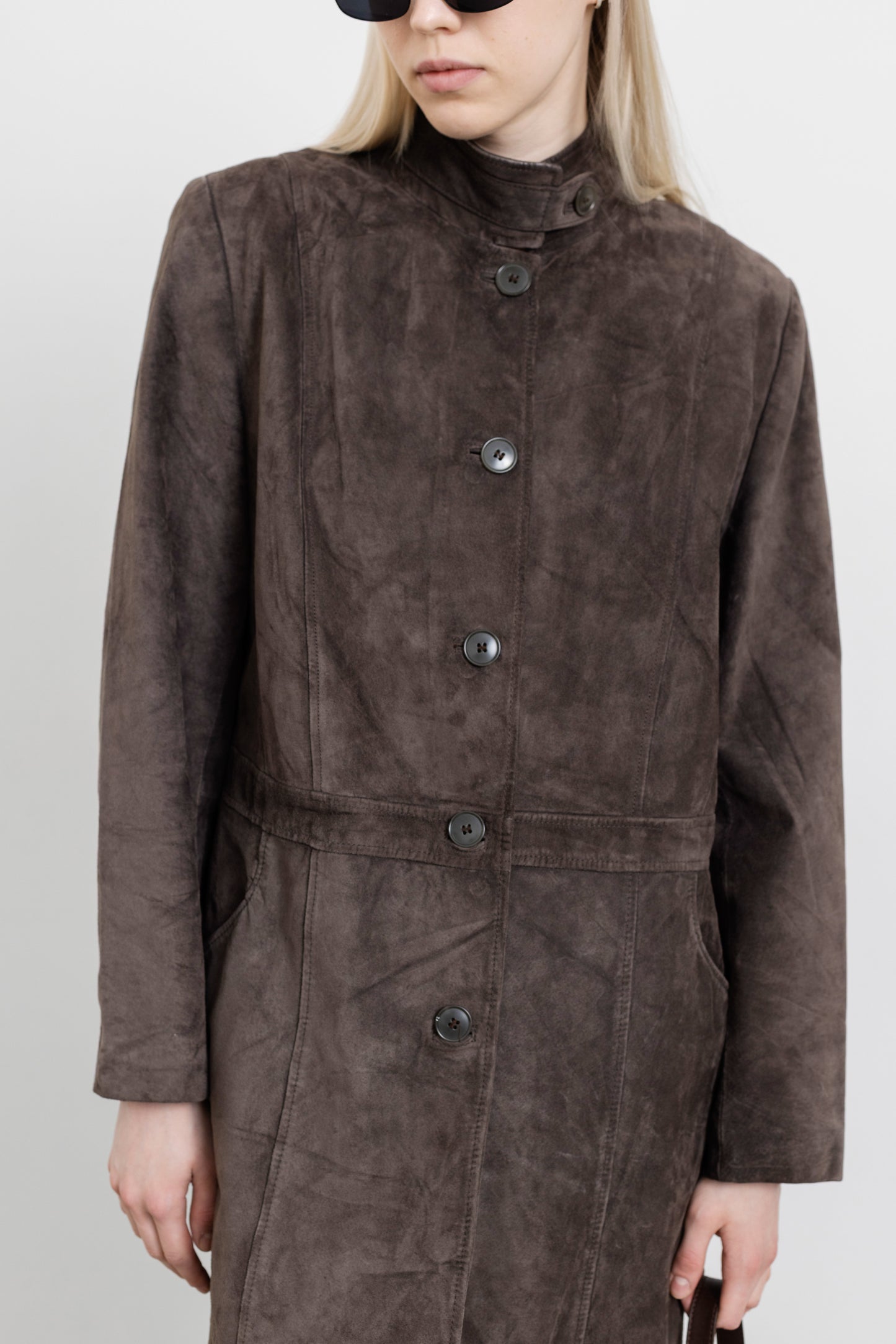 Vintage Long Brown Suede Leather Jacket
