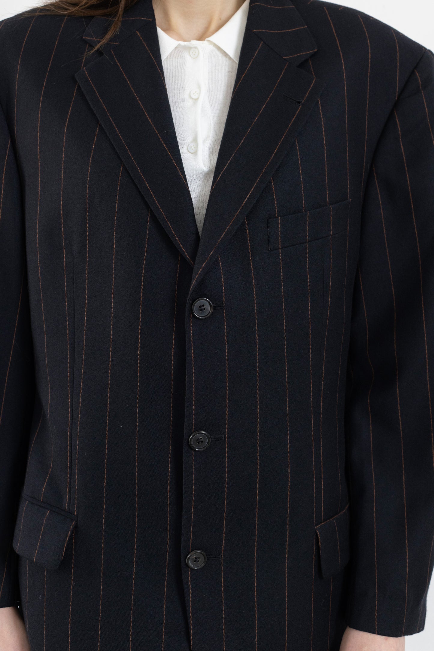 RESERVED Vintage Hugo Boss Navy Pinstripe Wool & Cashmere Blazer