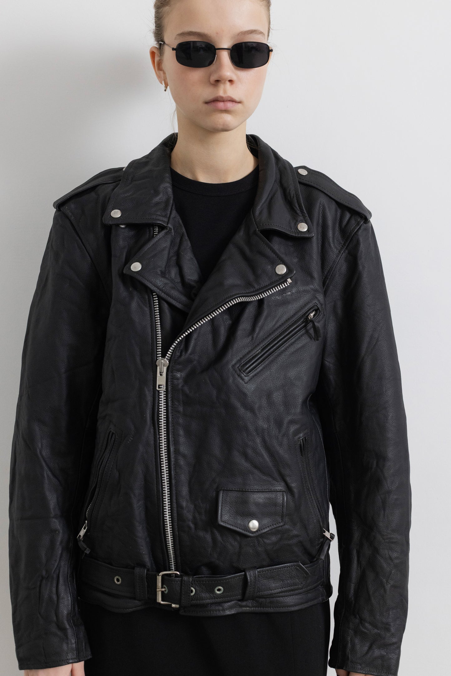 Vintage Black Biker Leather Jacket