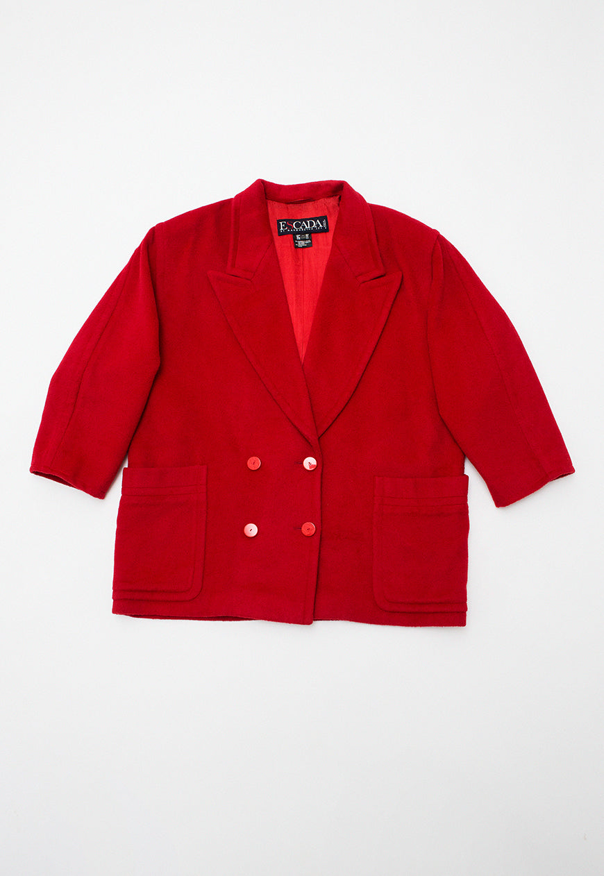 Vintage ESCADA Red Wool Pea Coat