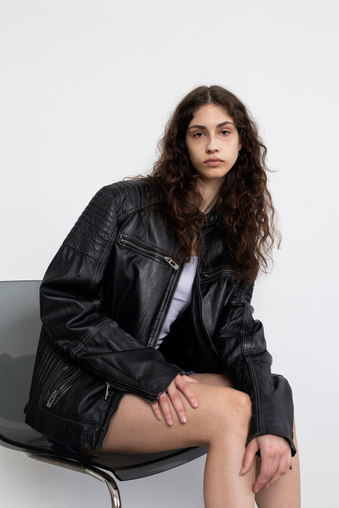 Vintage Black Cafe Racer Leather Jacket