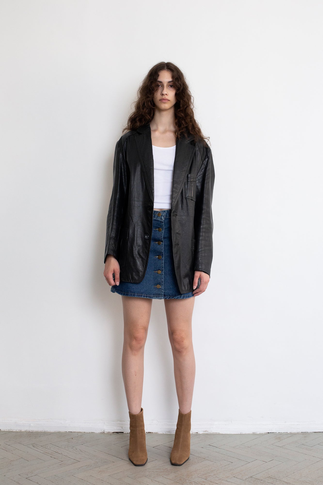 Vintage Black Leather Blazer