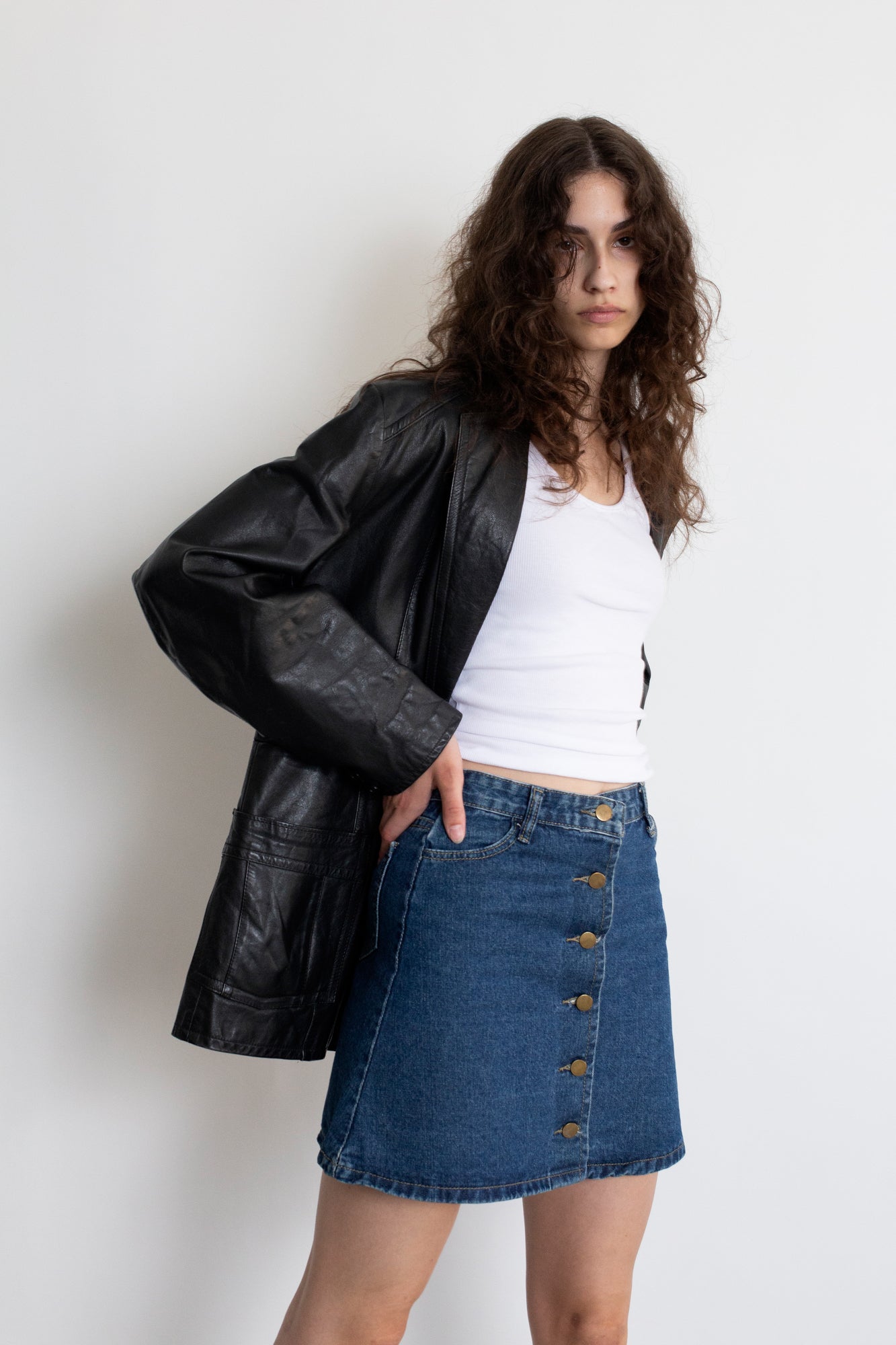 Vintage Black Leather Blazer