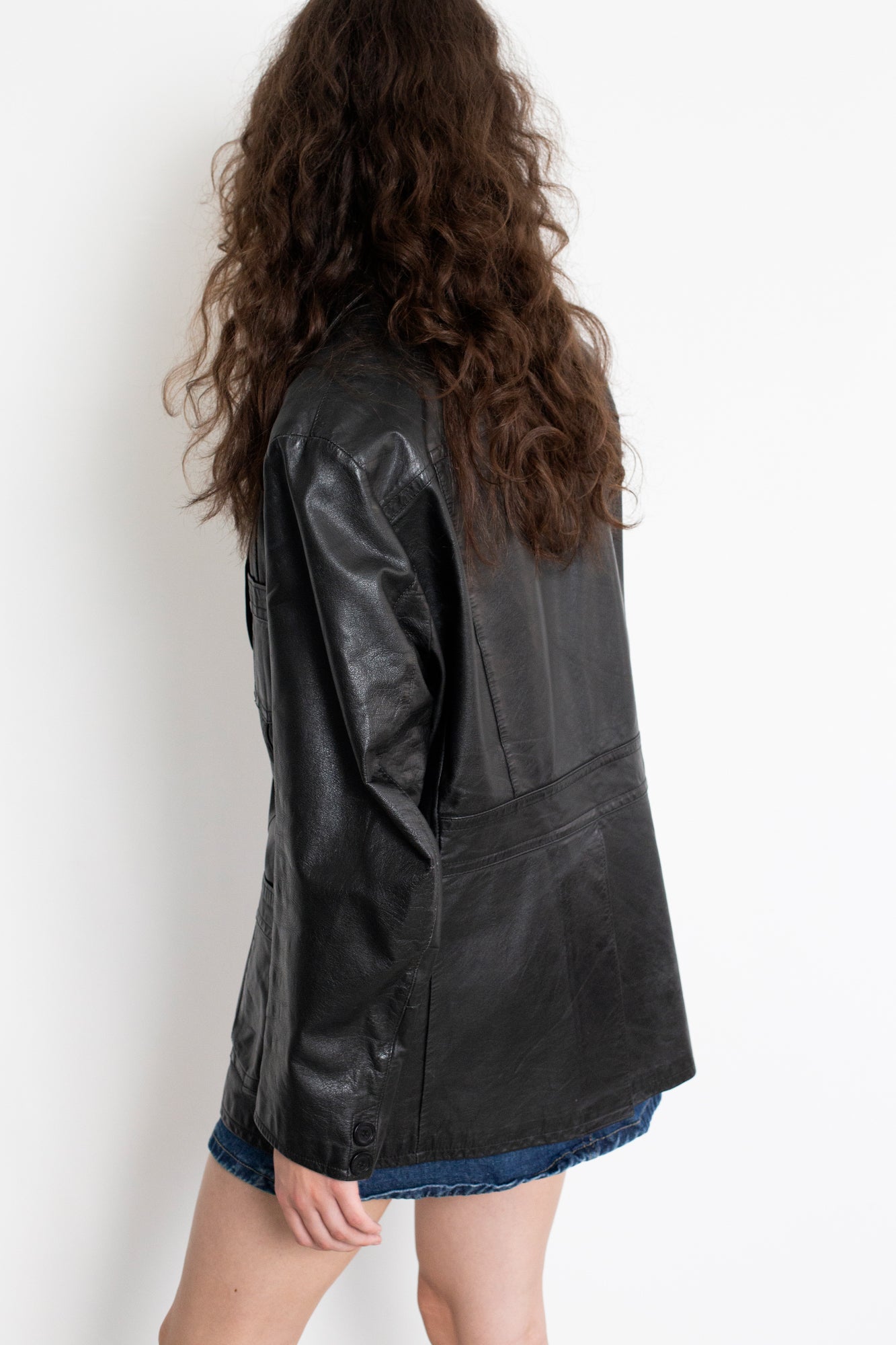 Vintage Black Leather Blazer