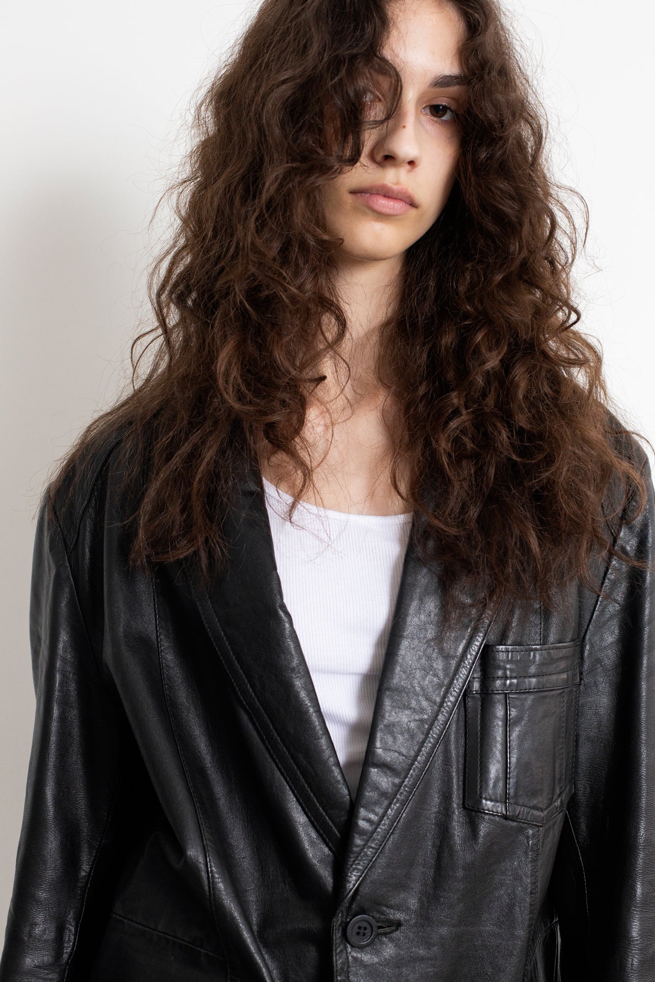 Vintage Black Leather Blazer