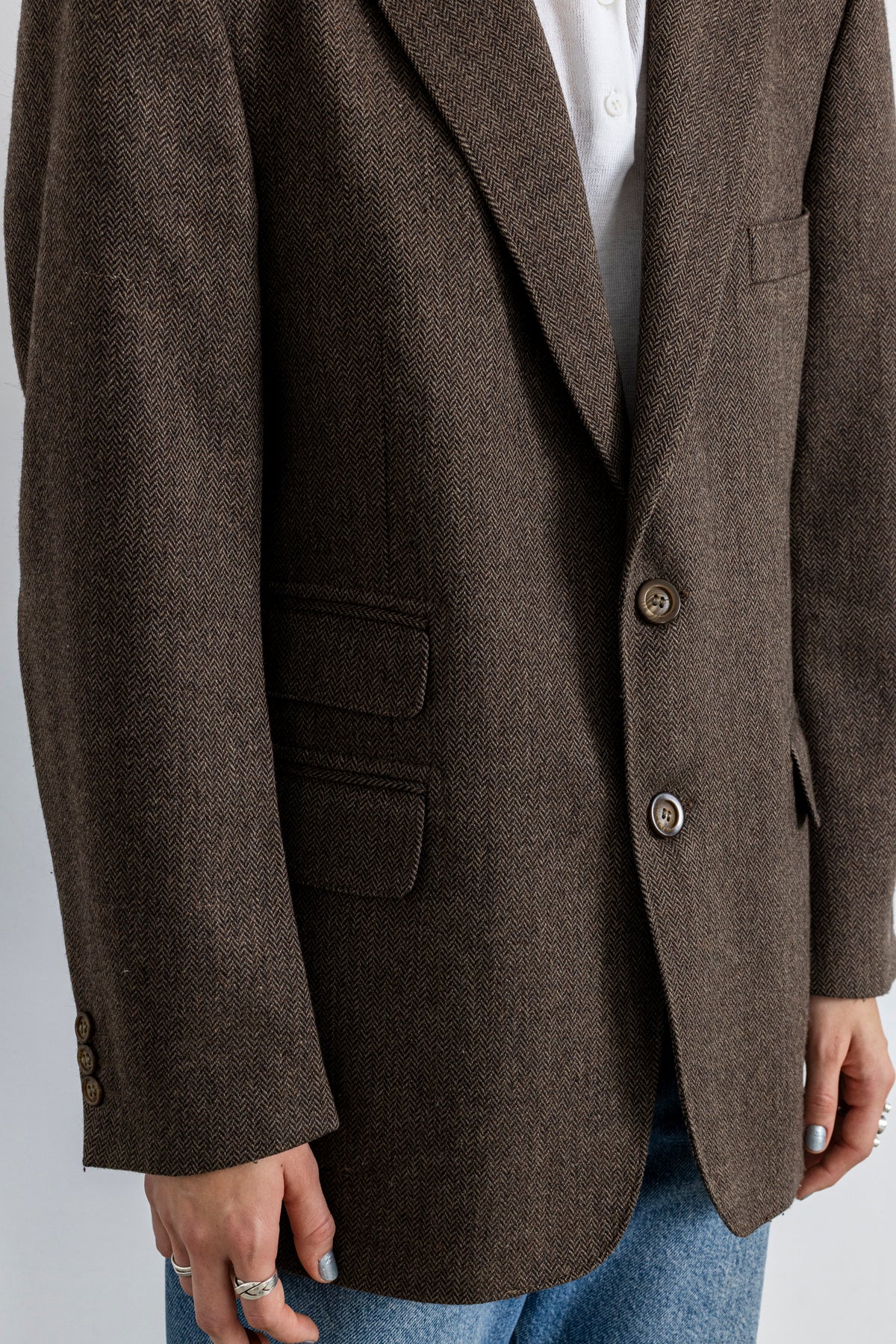 Vintage Brown Chevron Wool Blazer