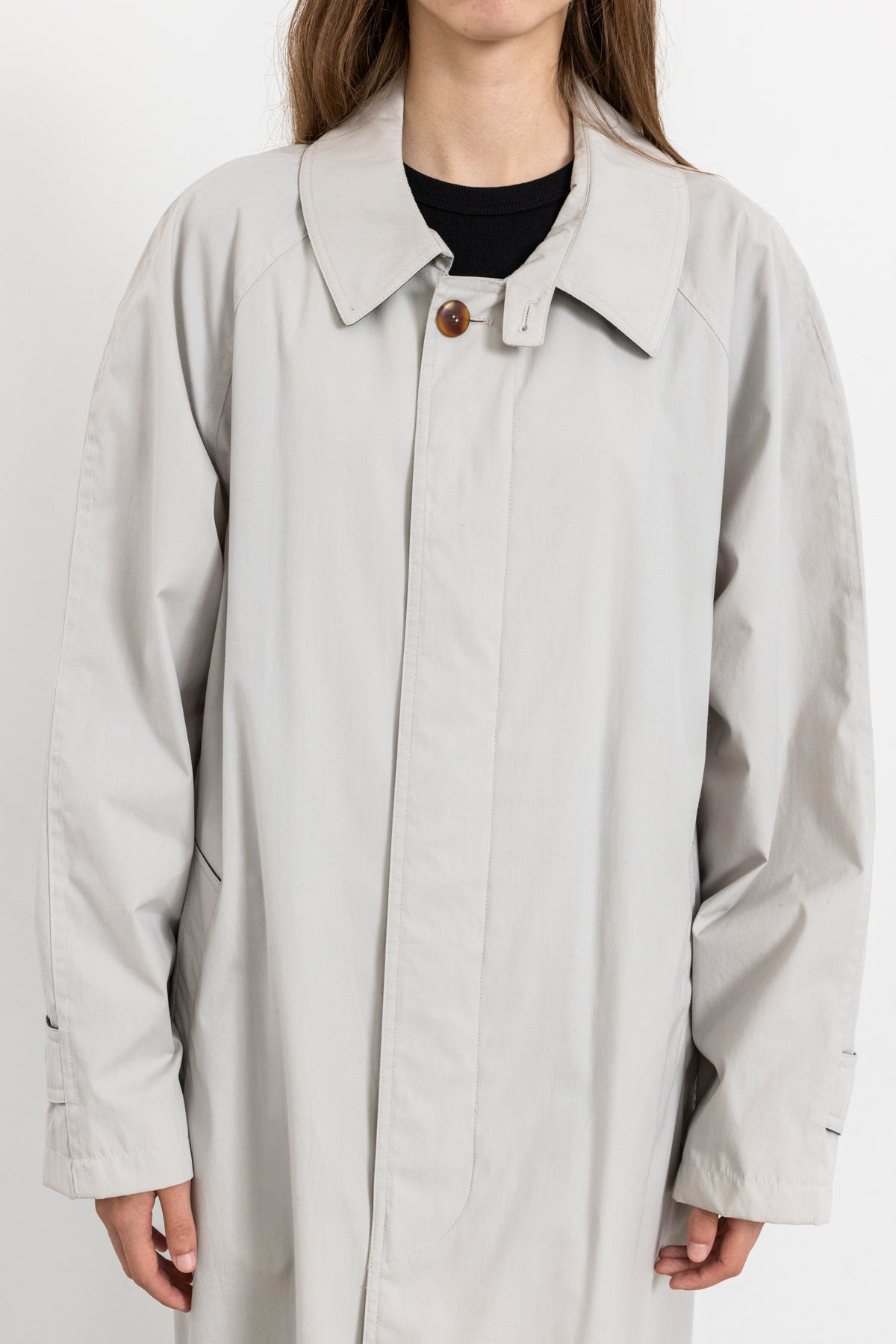 Vintage Light Grey Minimal Trench Coat